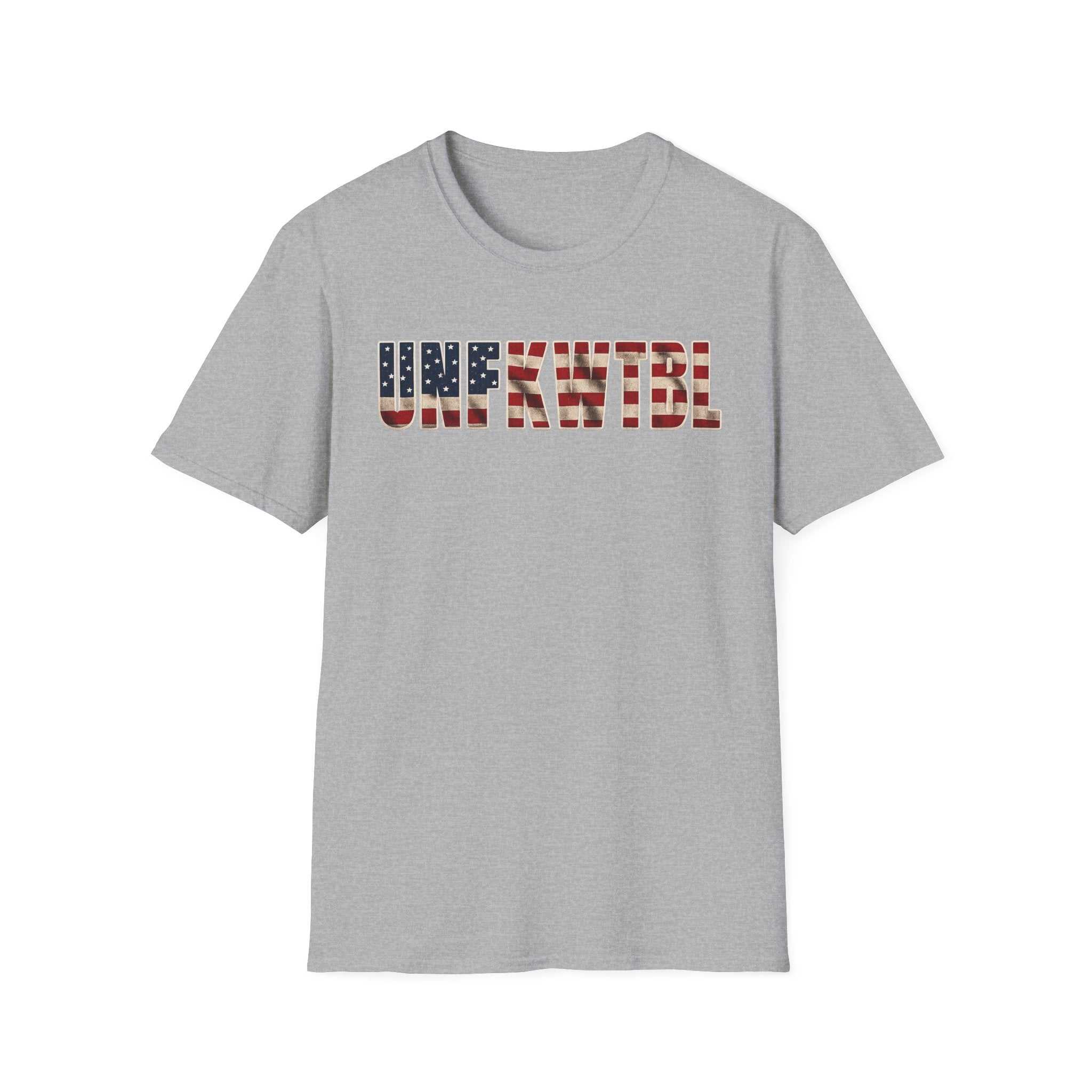 Unfkwtbl Graphic Tee — Bold American Flag Lettering T-Shirt