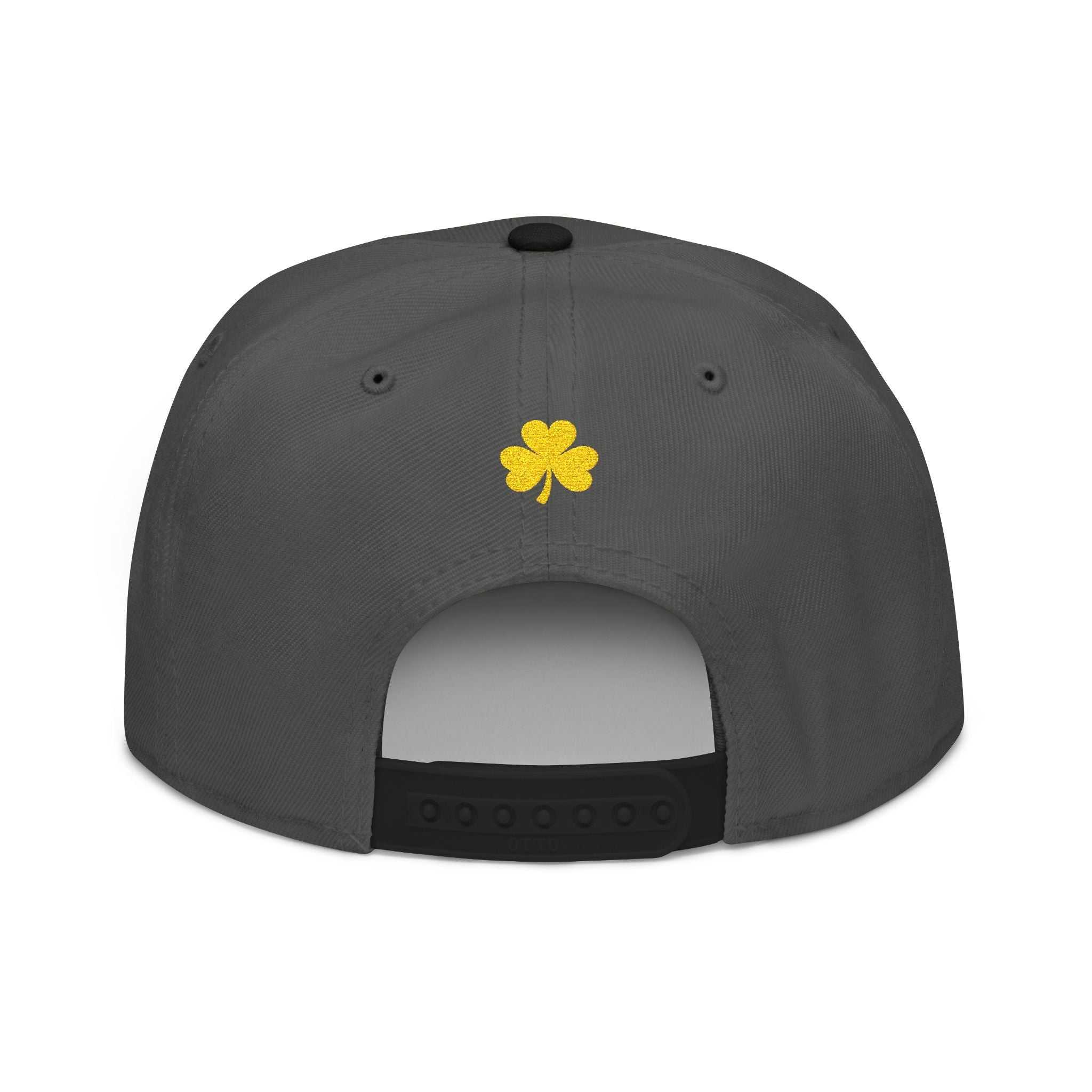 Embroidered Clover Snapback Hat — Lucky Shamrock Patch with American Flag