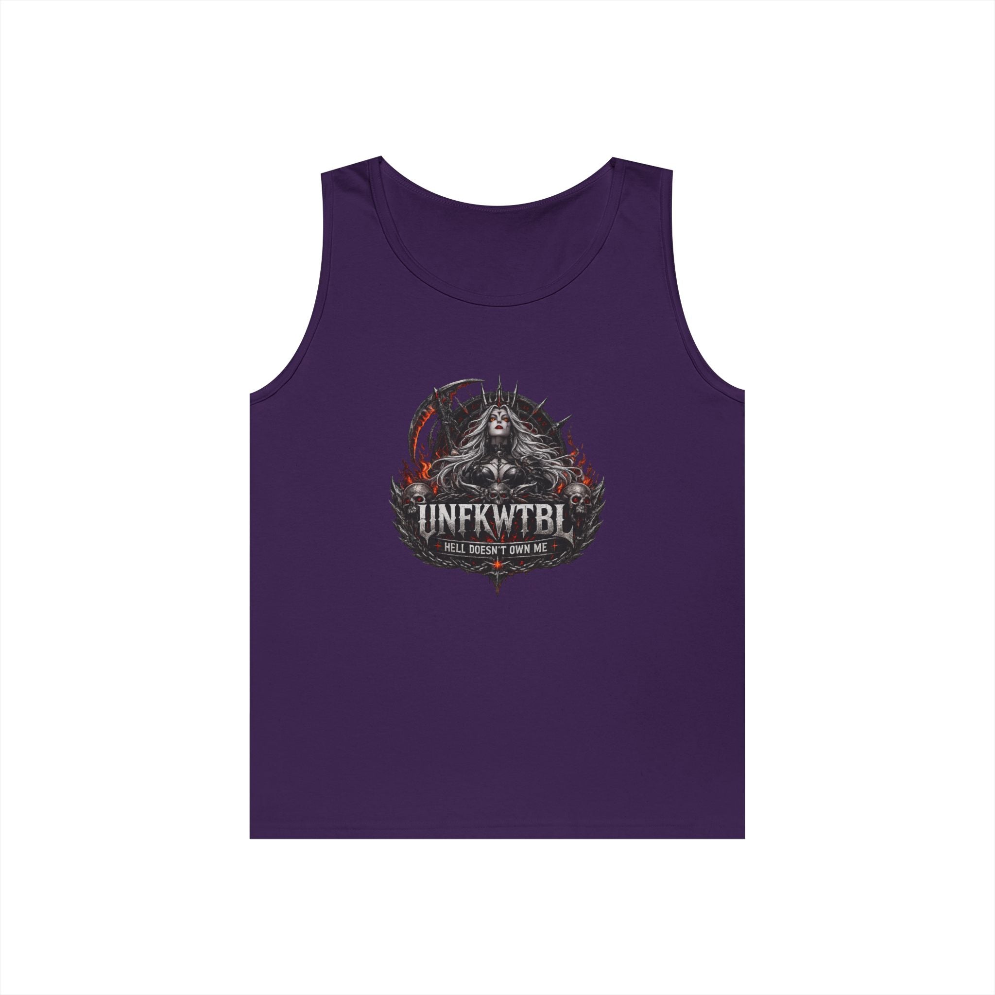 Gothic Skull Emblem Tank Top — 'UNFKWTBL' Dark Metal Graphic