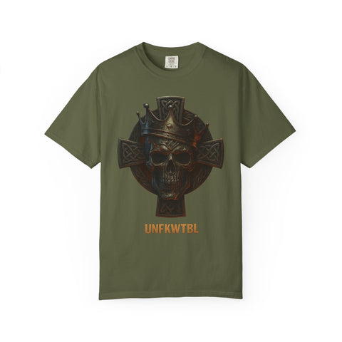 UNFKWTBL Skull King with Celtic Cross Design Unisex T-shirt