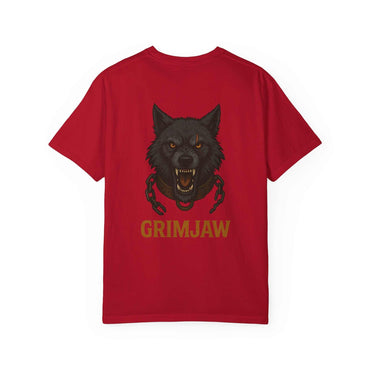 Grimjaw Norse Timberwolf T-Shirt with fierce warrior design on garment-dyed cotton fabric