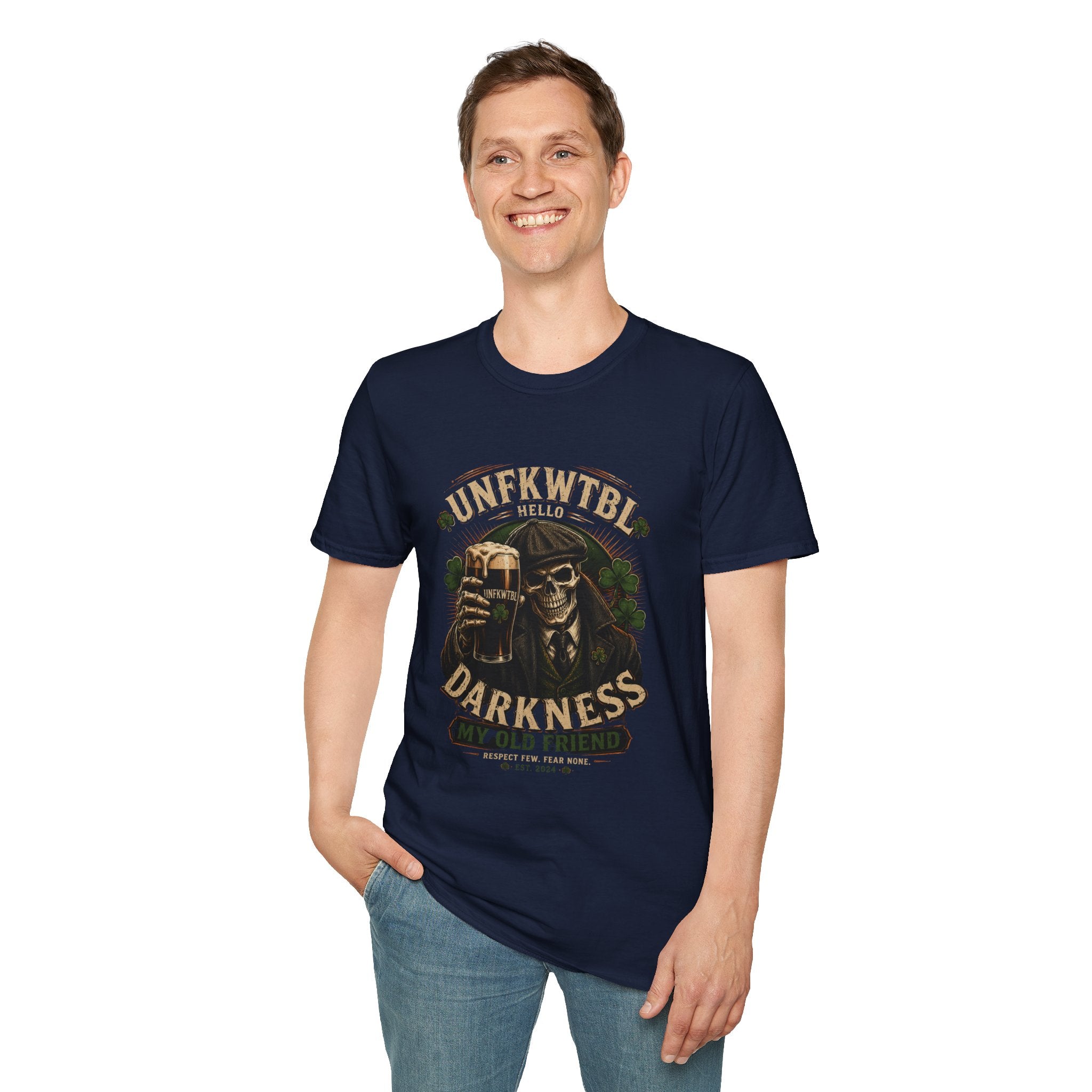 Darkness Hello T-Shirt — Skull & Beer Gothic Graphic Tee