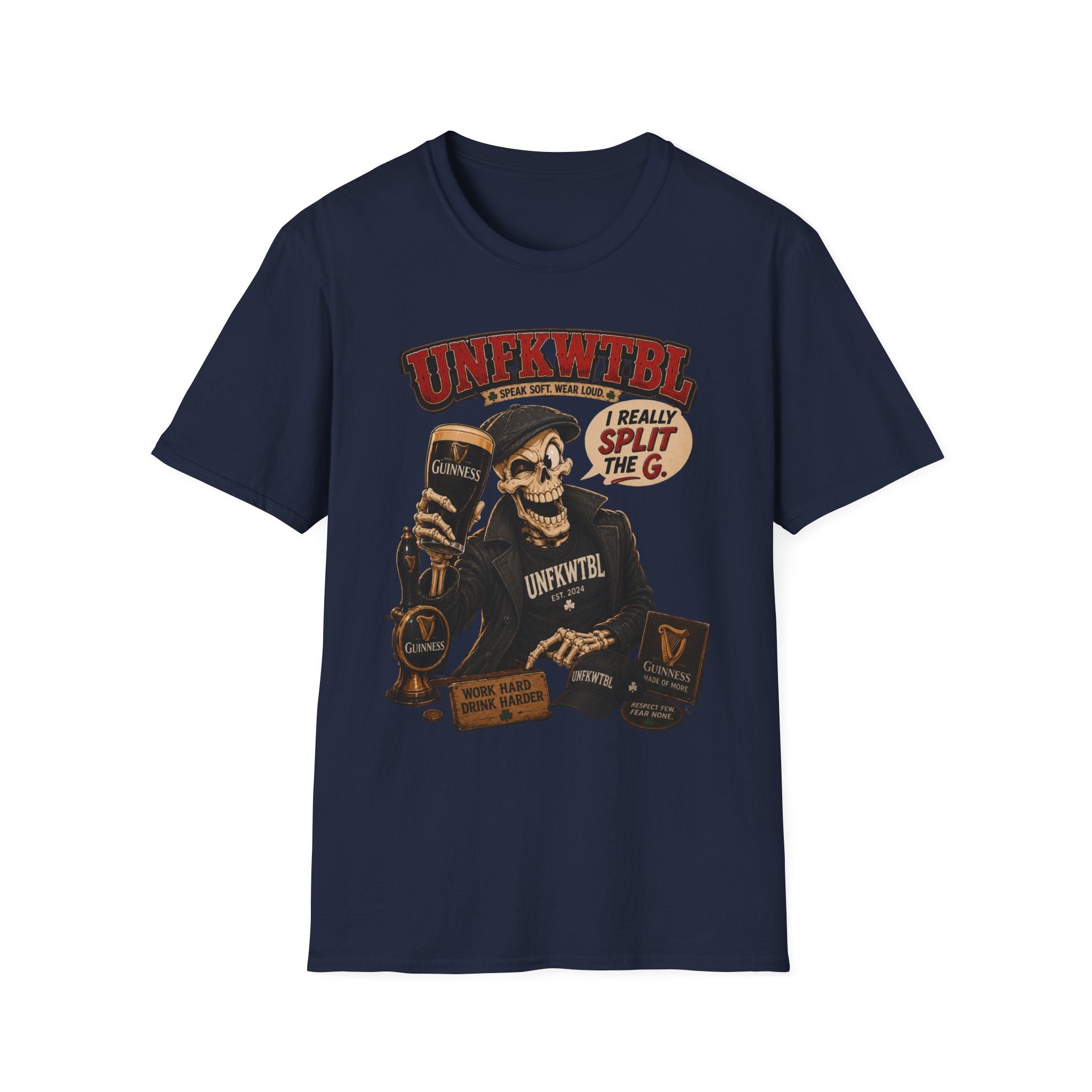 Skull & Pint Graphic Tee — “I Really Split The G” Guinness Beer Shirt