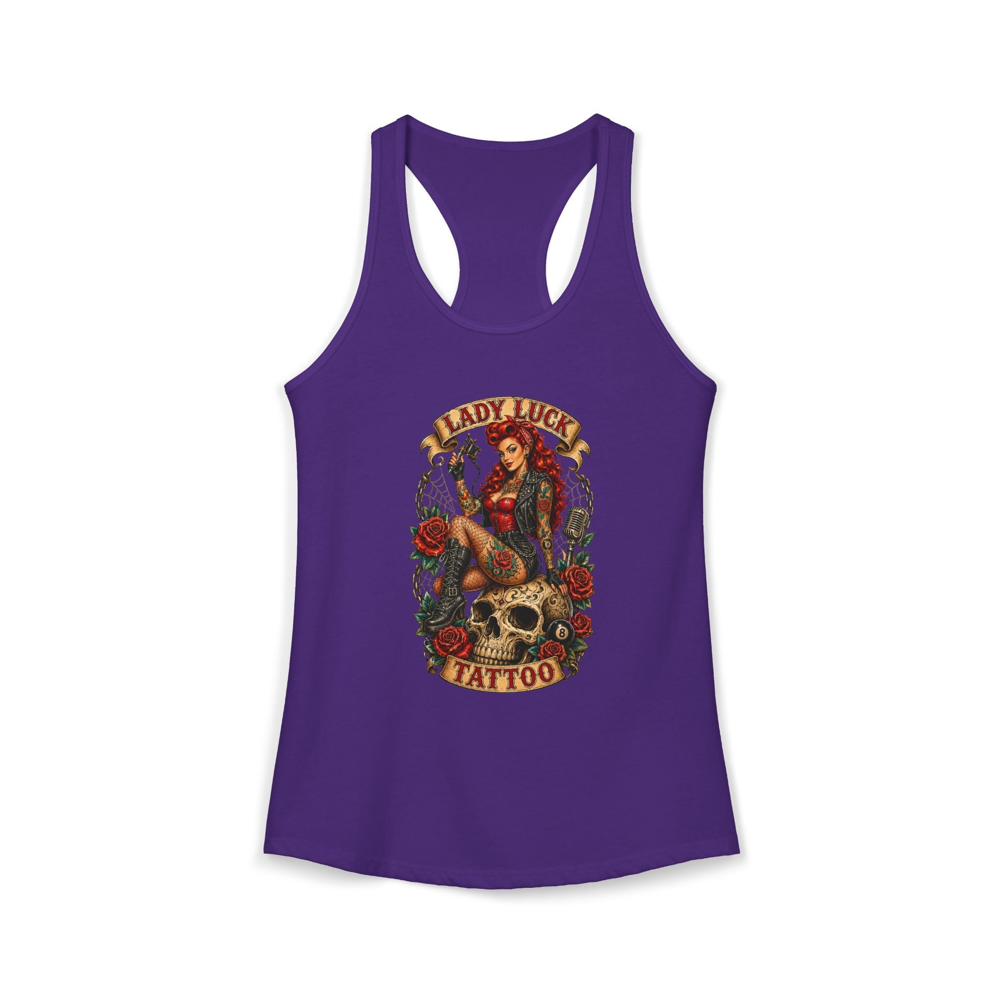 Lady Luck Tattoo Skull Queen Women’s Racerback Tank