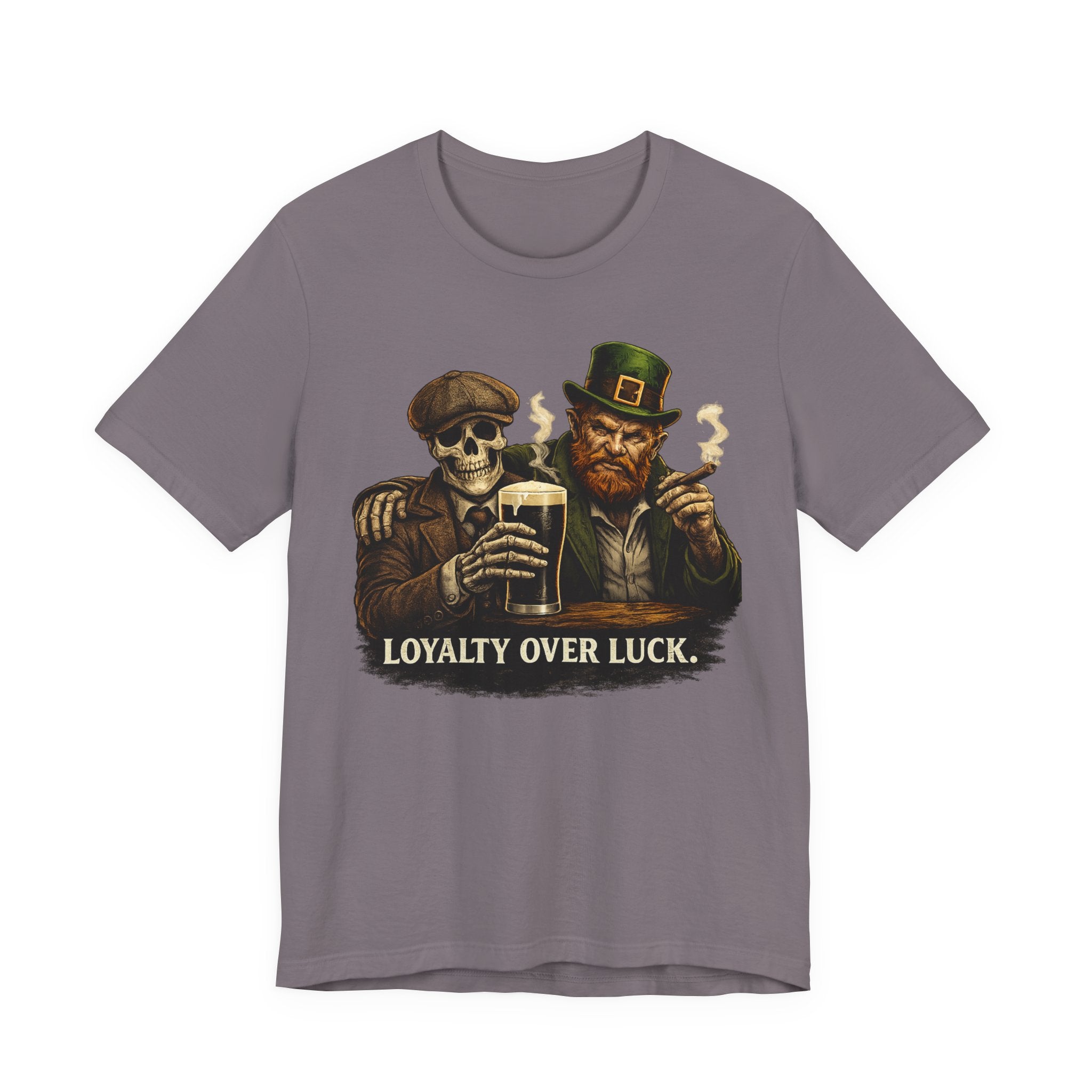 Loyalty Over Luck St. Patrick’s Tee — Vintage Leprechaun & Skeleton Pub Graphic T‑Shirt