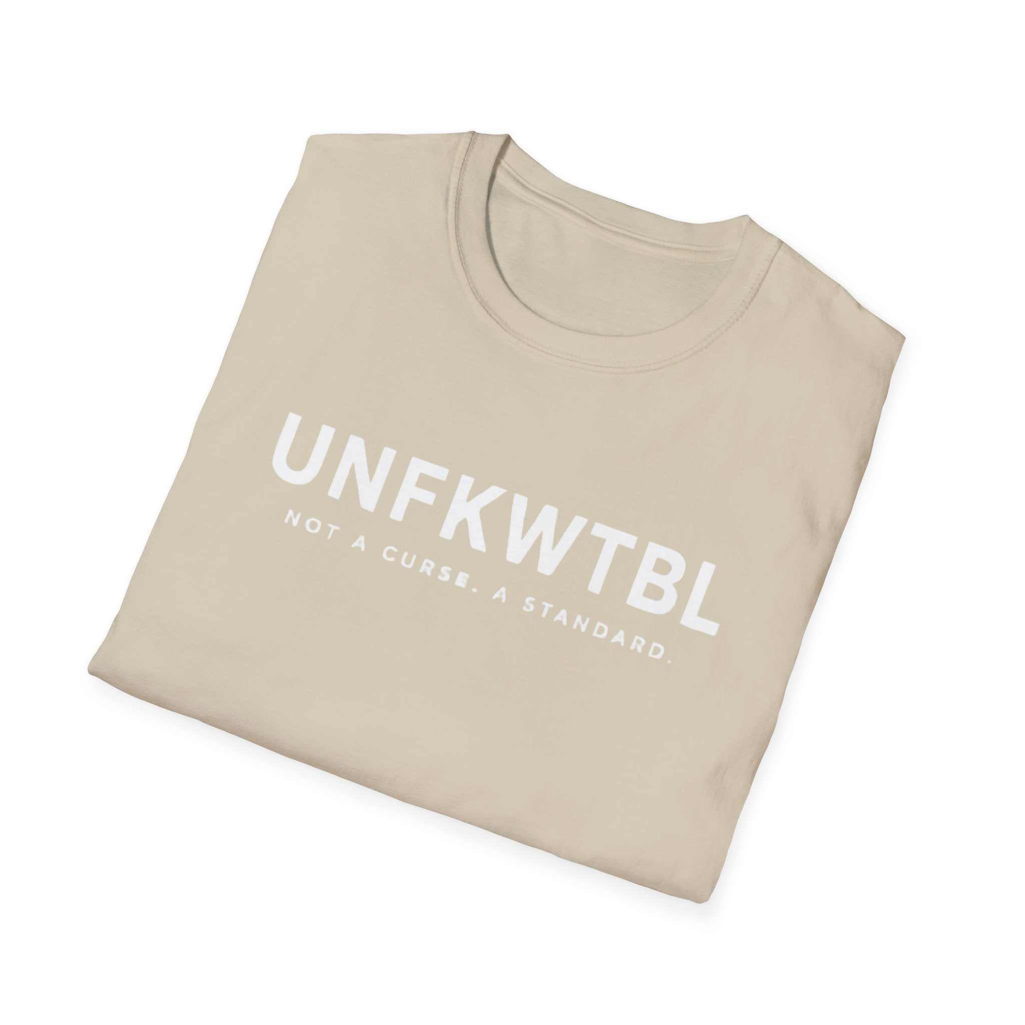 UNFKWTBL Not A Curse minimalist statement t-shirt in white with bold chest print