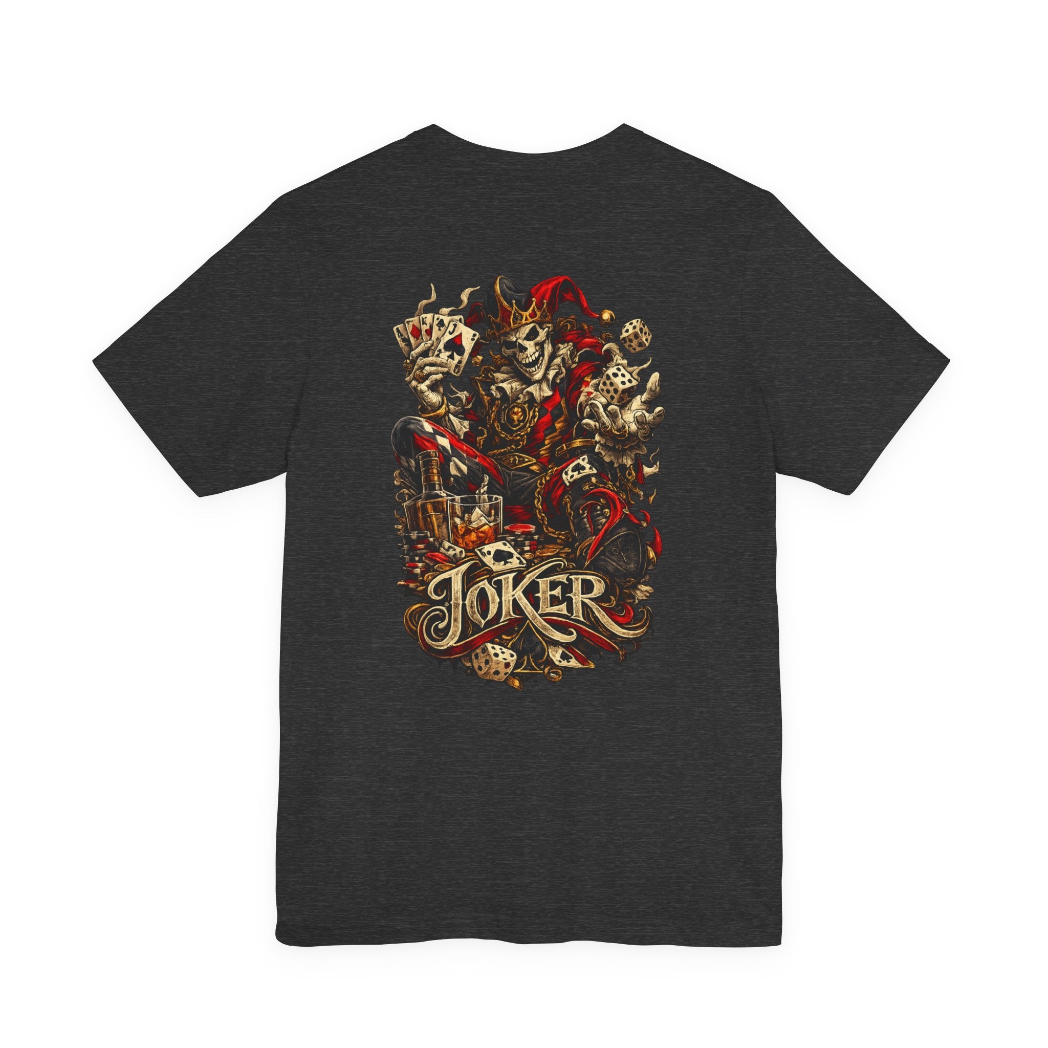 Joker Skull Playing Cards Graphic Tee — Gothic Card Game T-Shirt