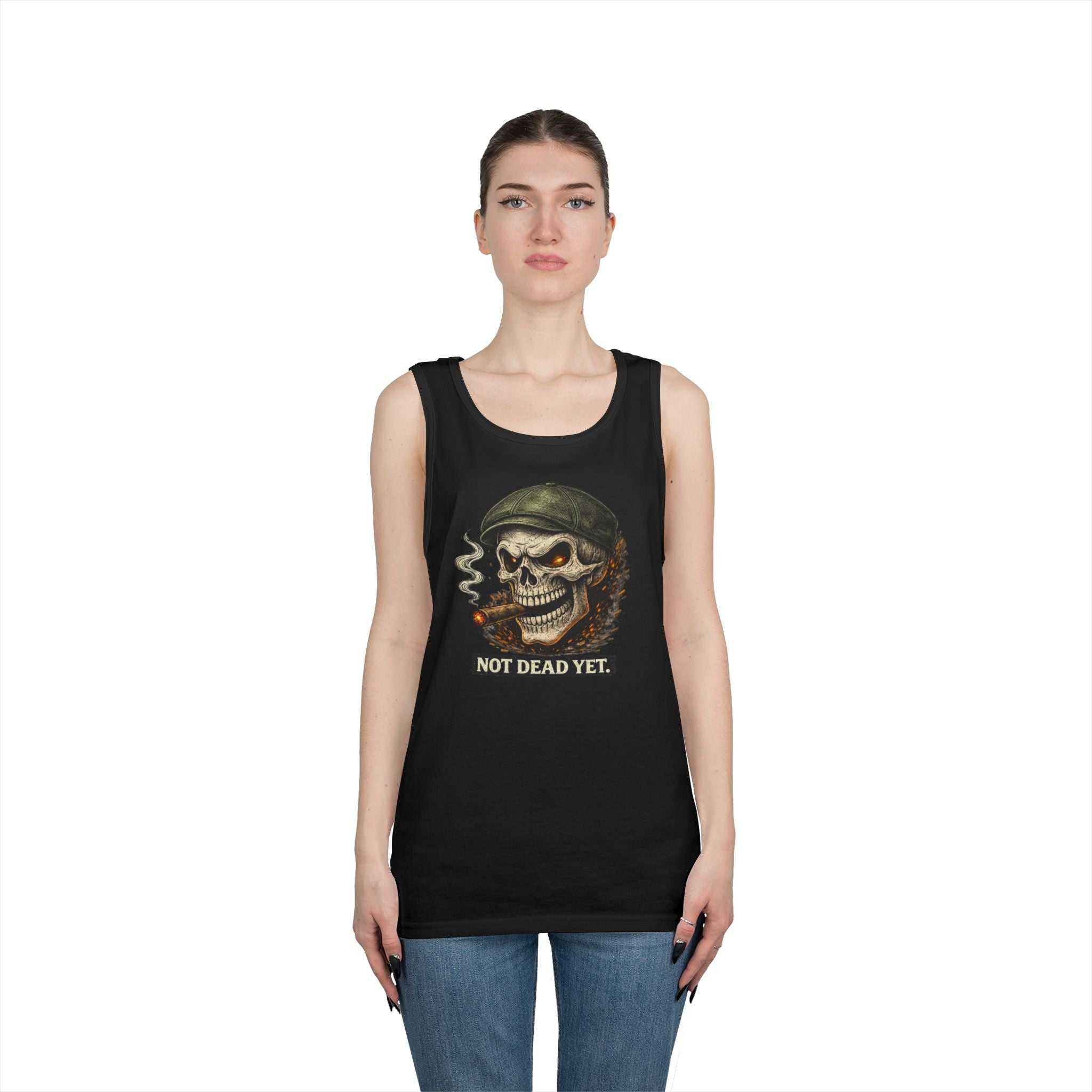 Tank Top — 'Not Dead Yet' Smoking Skull Graphic