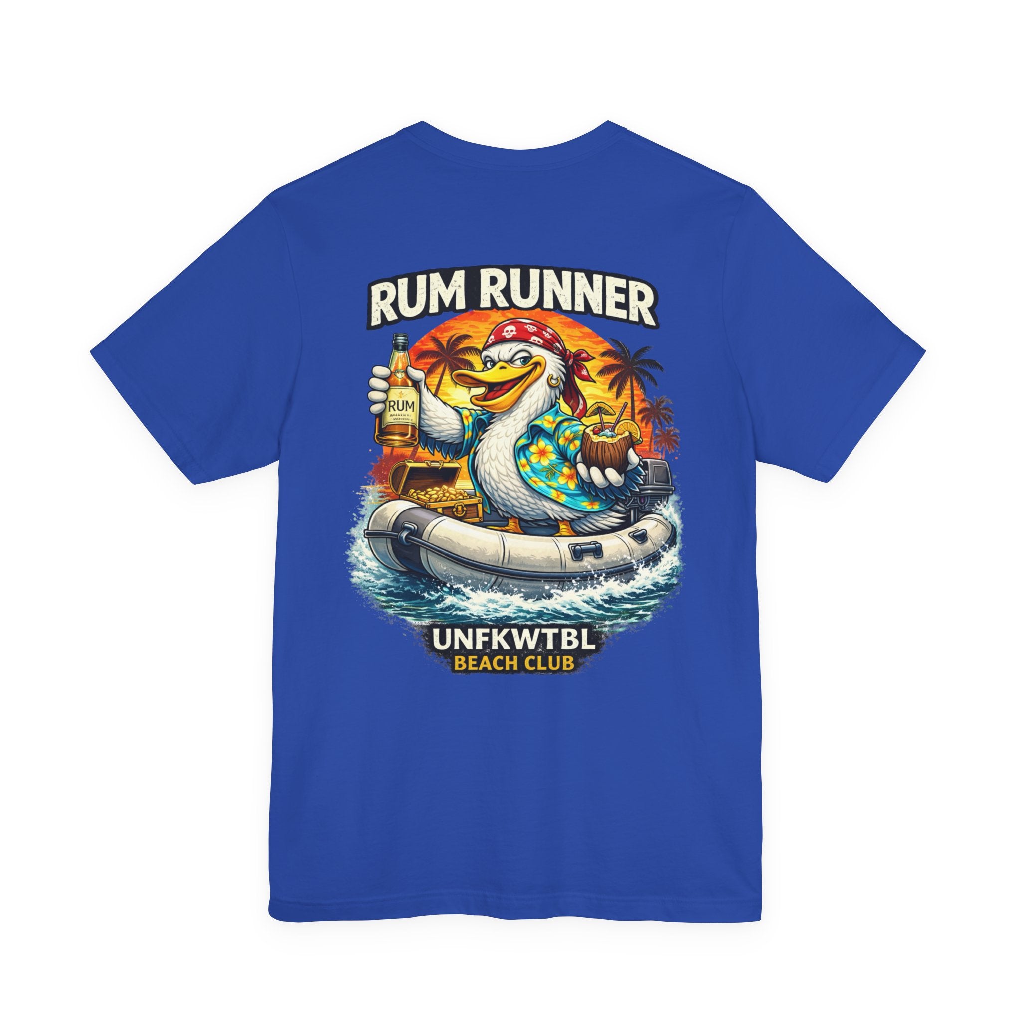 Rum Runner Beach Club T-Shirt - Tropical Duck Boat Graphic Tee
