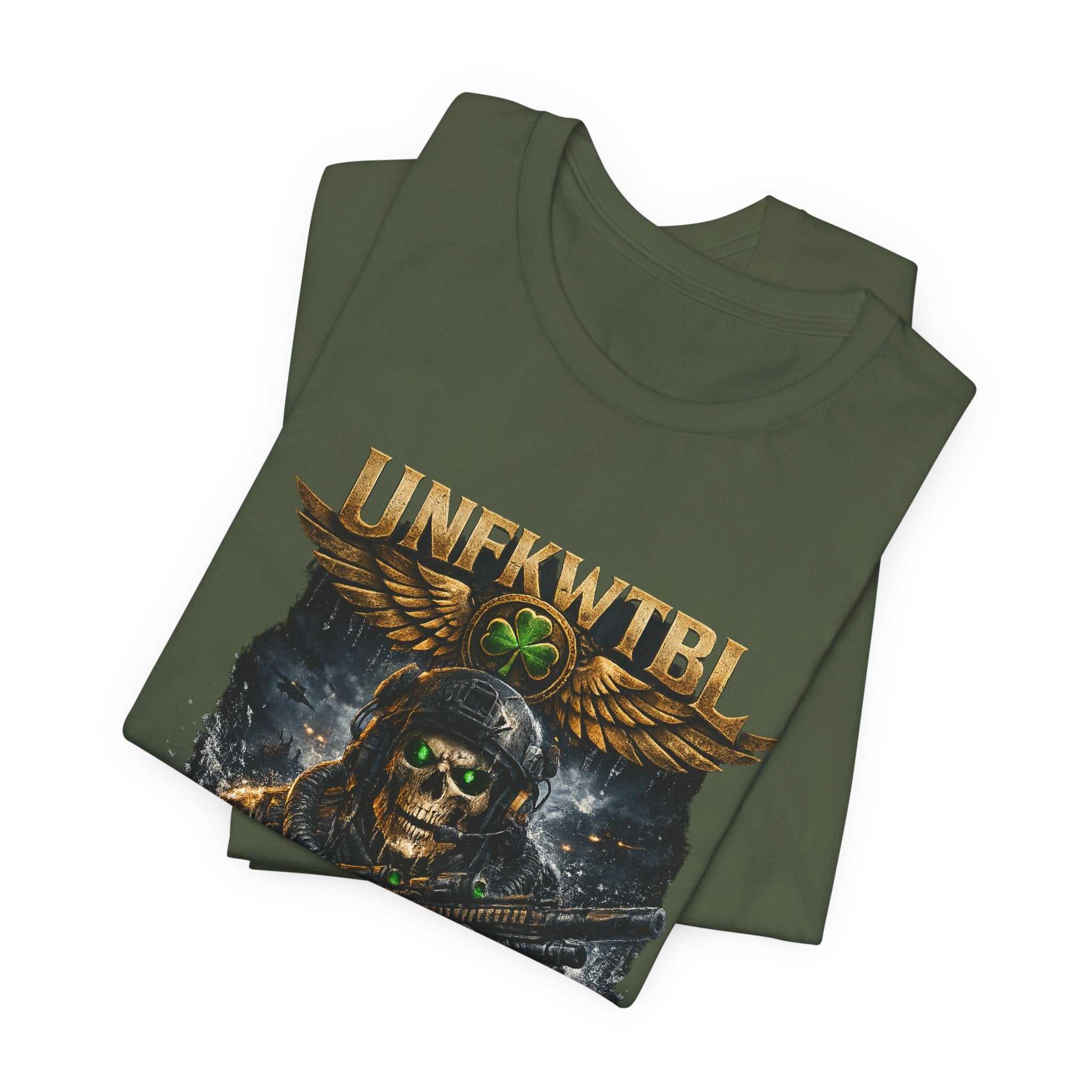 Unkillable Soldier Skull Tee — "Unfkwtbl" Military Skull Graphic T-Shirt