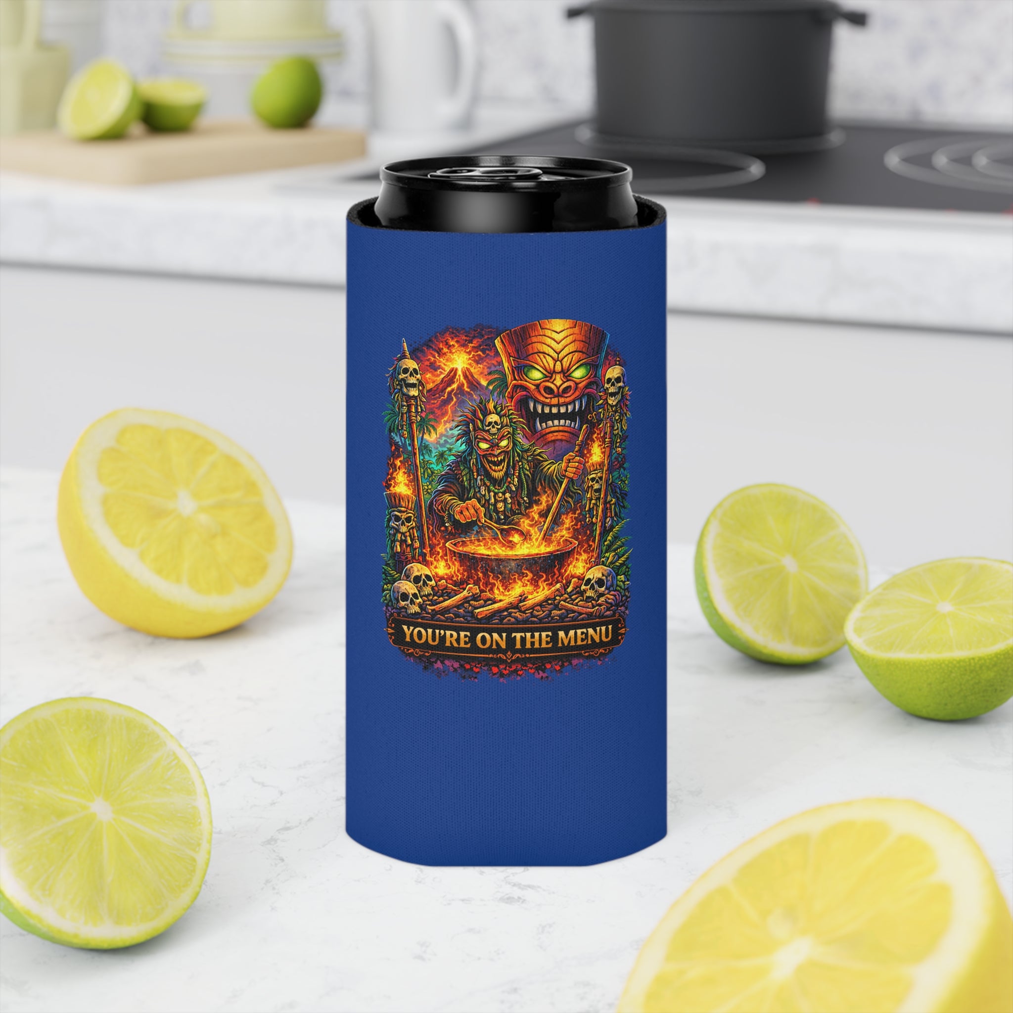 Can Cooler - "Stay Cold" Skull Hand Beer Koozie (You’re On The Menu)