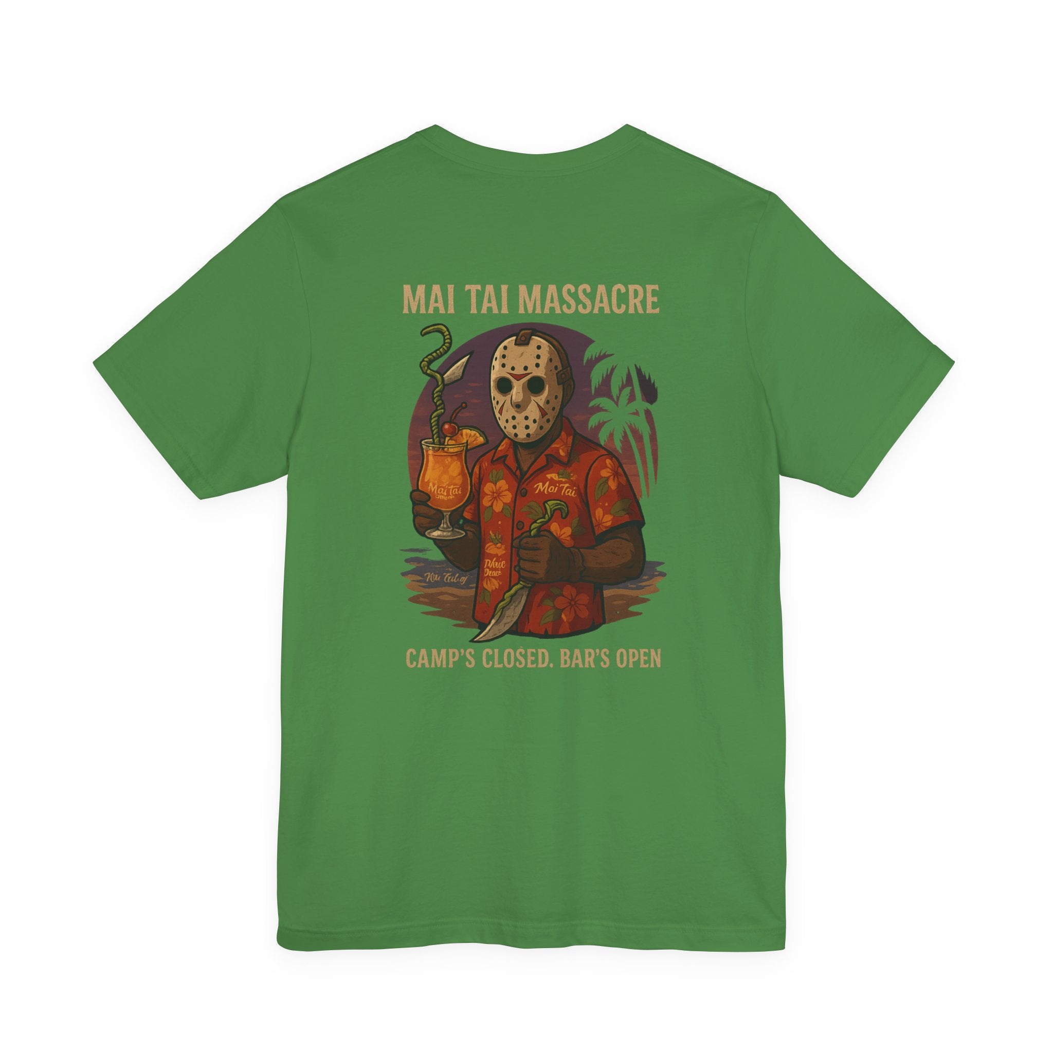 Mai Tai Massacre T-Shirt — Camp's Closed, Bar's Open Horror Vacation Tee