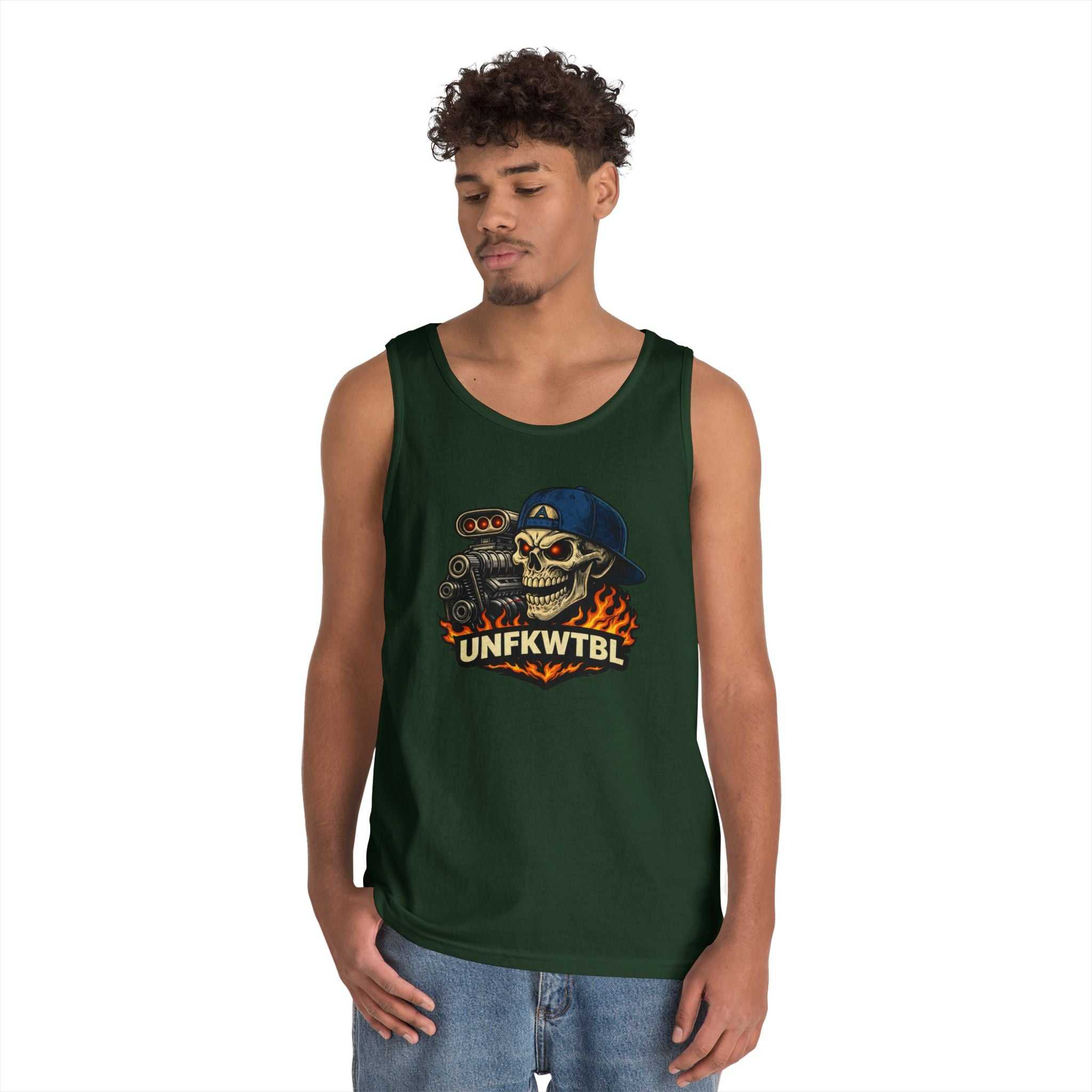 Skull Mechanic Tank Top — 'UNFKWTBL' Vintage Hot Rod Graphic