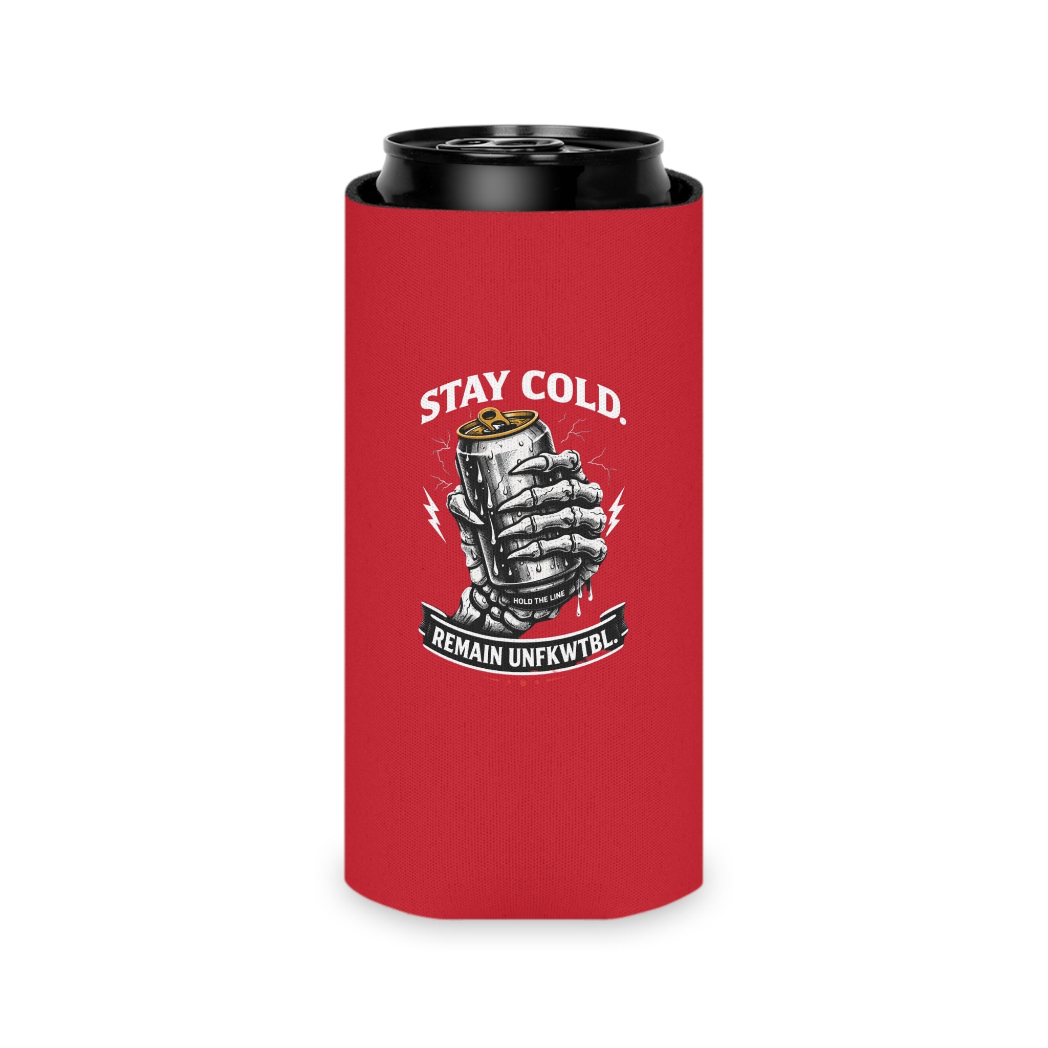 Can Cooler — "Stay Cold, Remain Unfkwtbl" Retro Pinup Skull Design