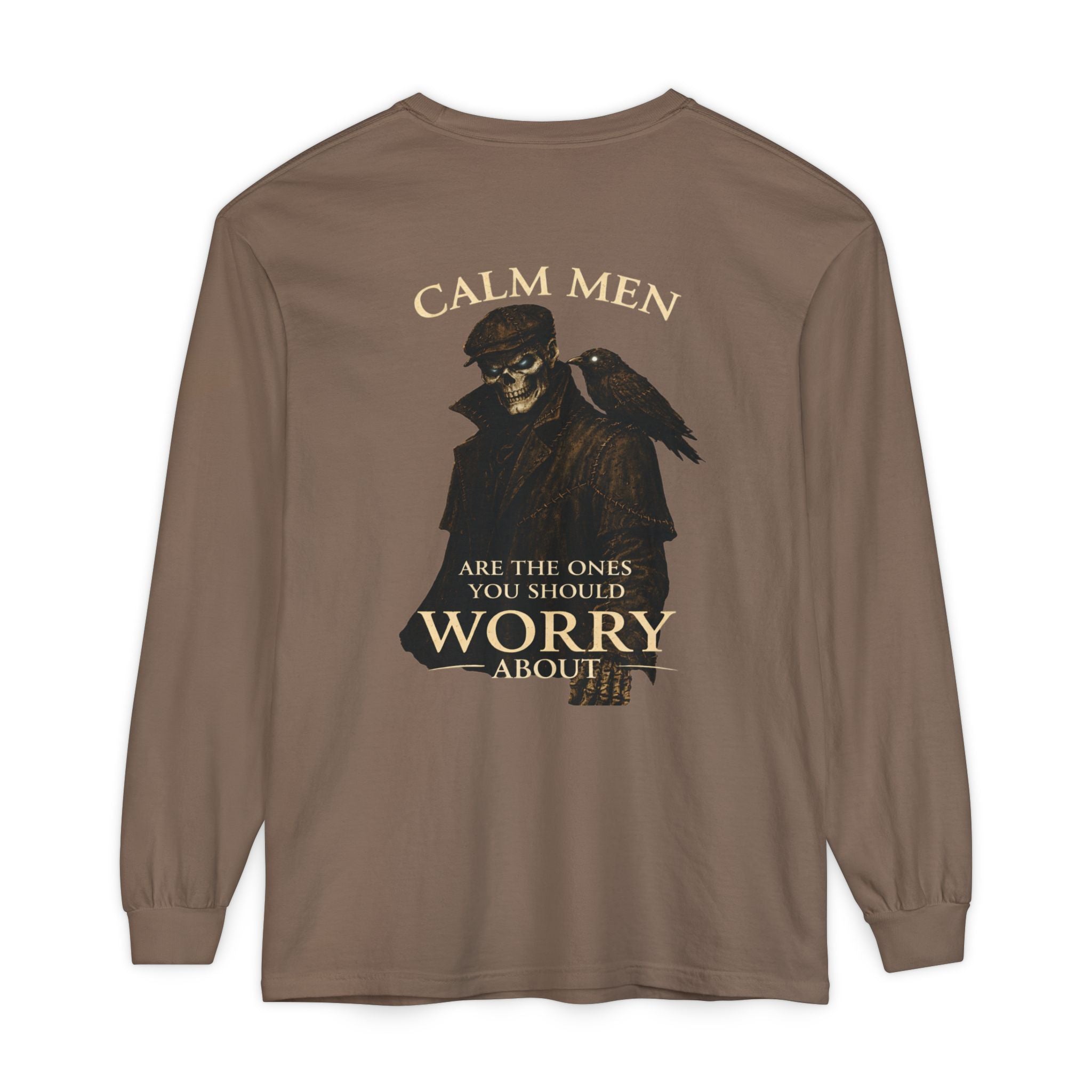 Calm Men Raven Skull Long Sleeve Tee