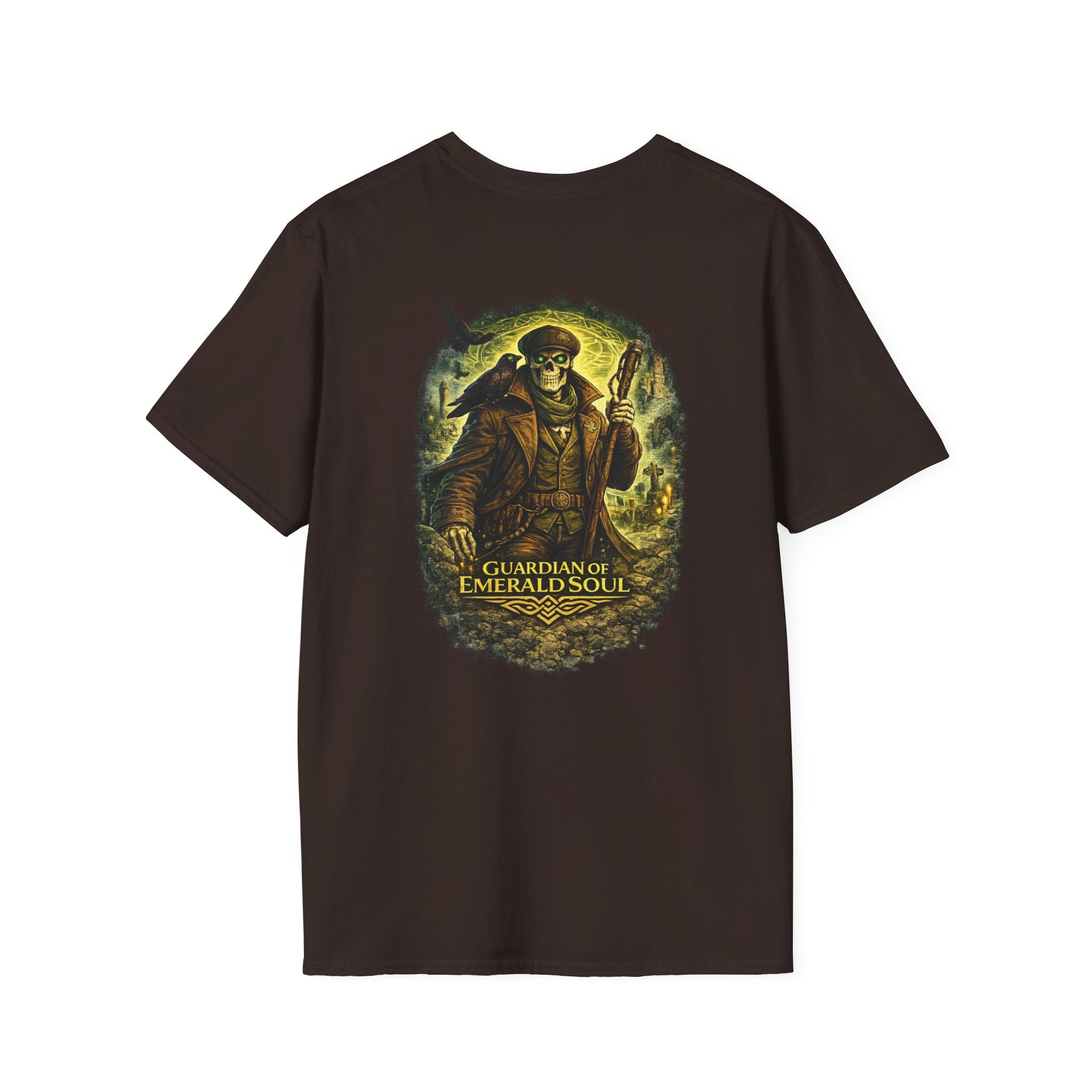 Guardian of the Emerald Soul T-Shirt — Fantasy Skeleton Adventurer Graphic Tee