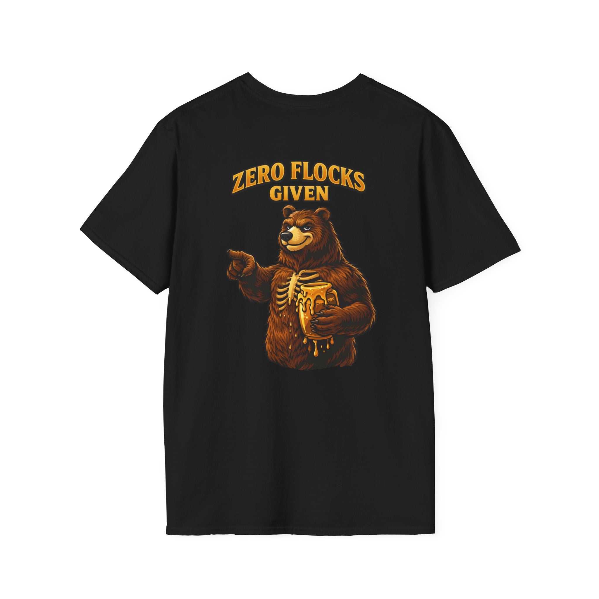 Zero Flocks Given Bear T-shirt with bold wildlife graphic and outdoor adventure slogan