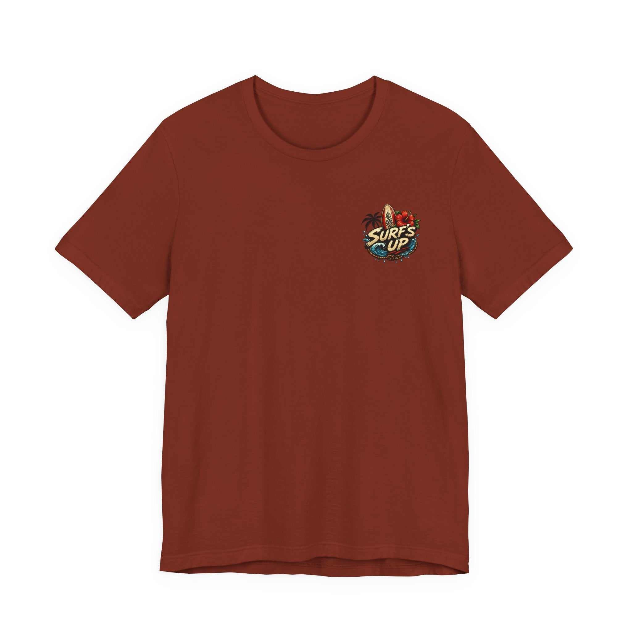 Hawaiian Surfboard T‑Shirt with vibrant surfboard and hula girl graphic on breathable cotton tee