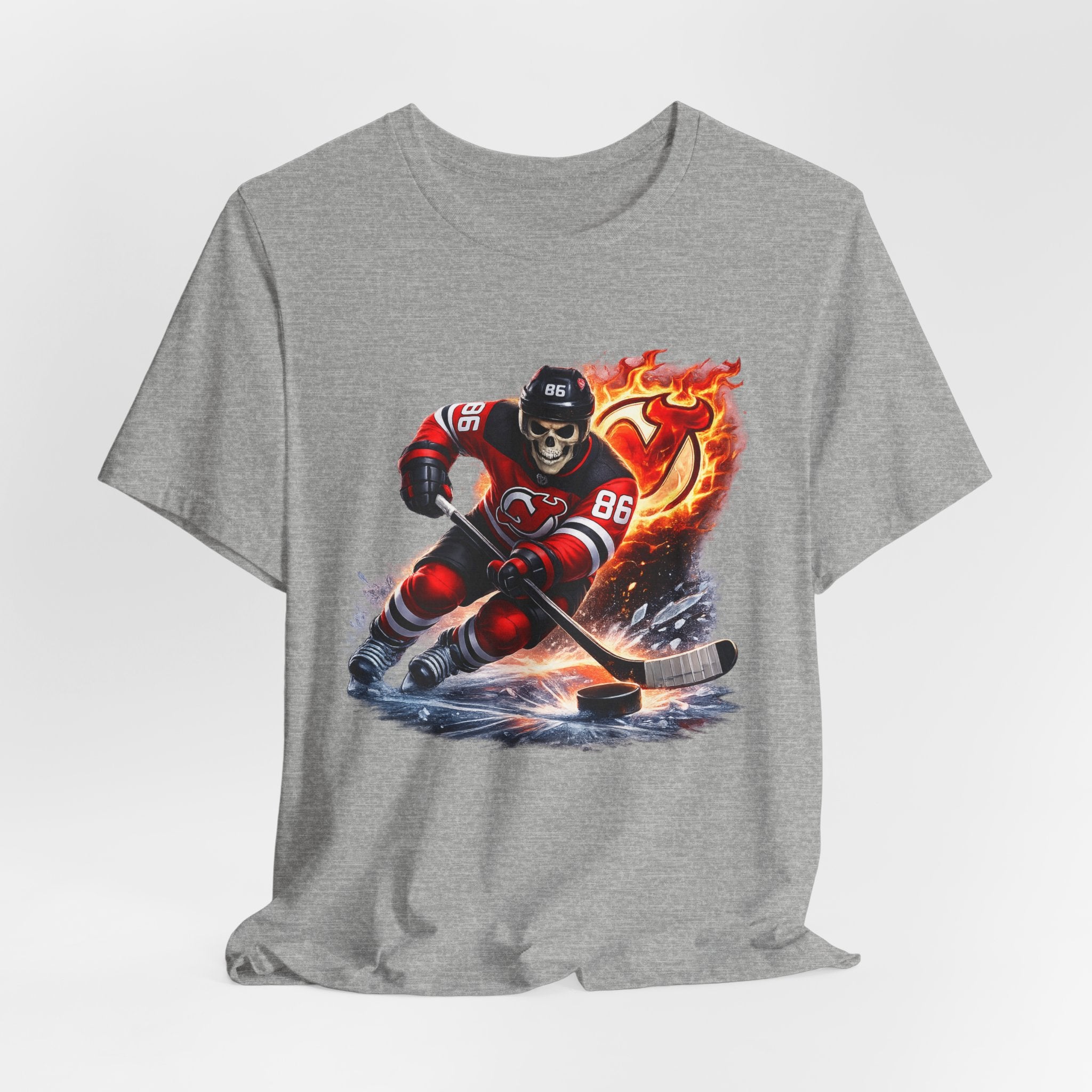 Flaming Hockey Player Graphic Tee