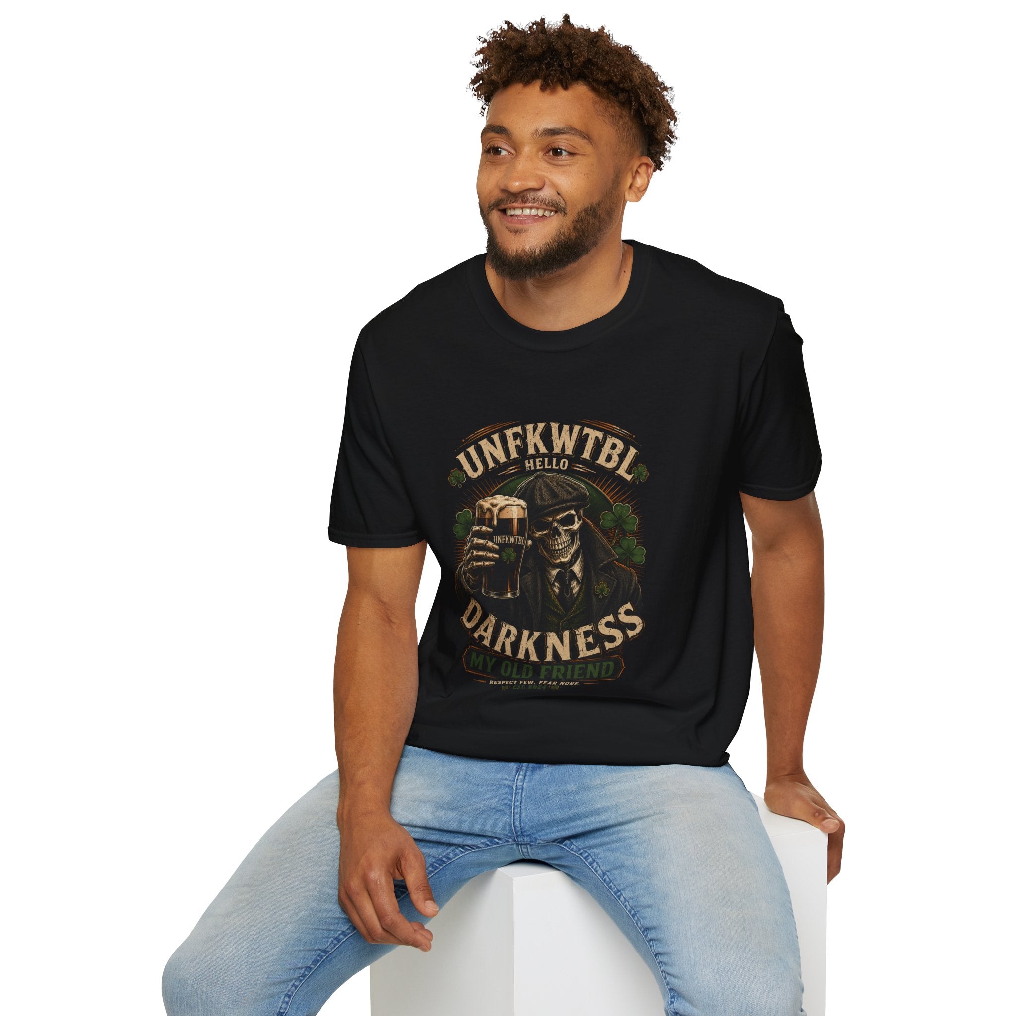 Darkness Hello T-Shirt — Skull & Beer Gothic Graphic Tee