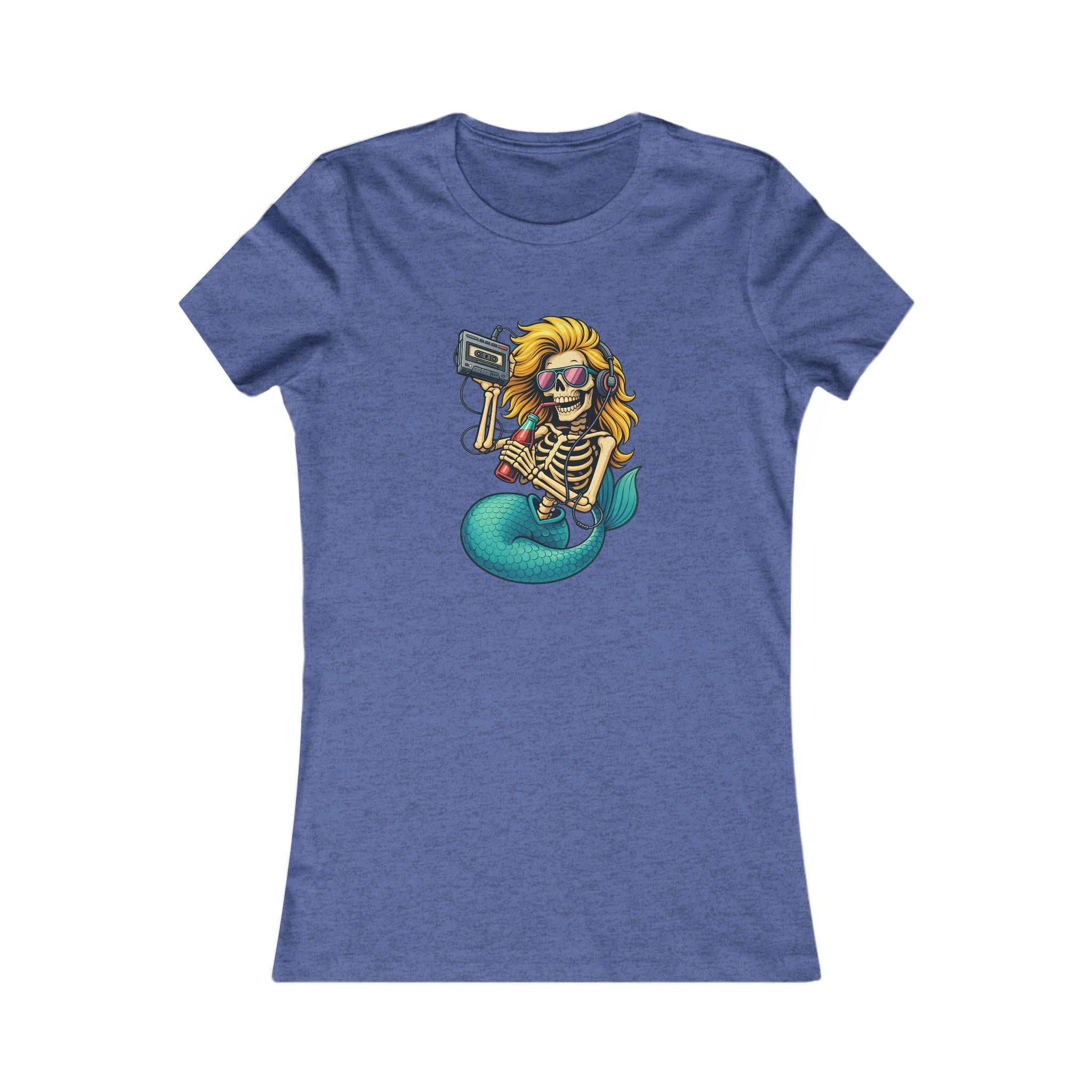 Women's Mermaid Skull Tee with edgy mermaid skull graphic for coastal rebel style