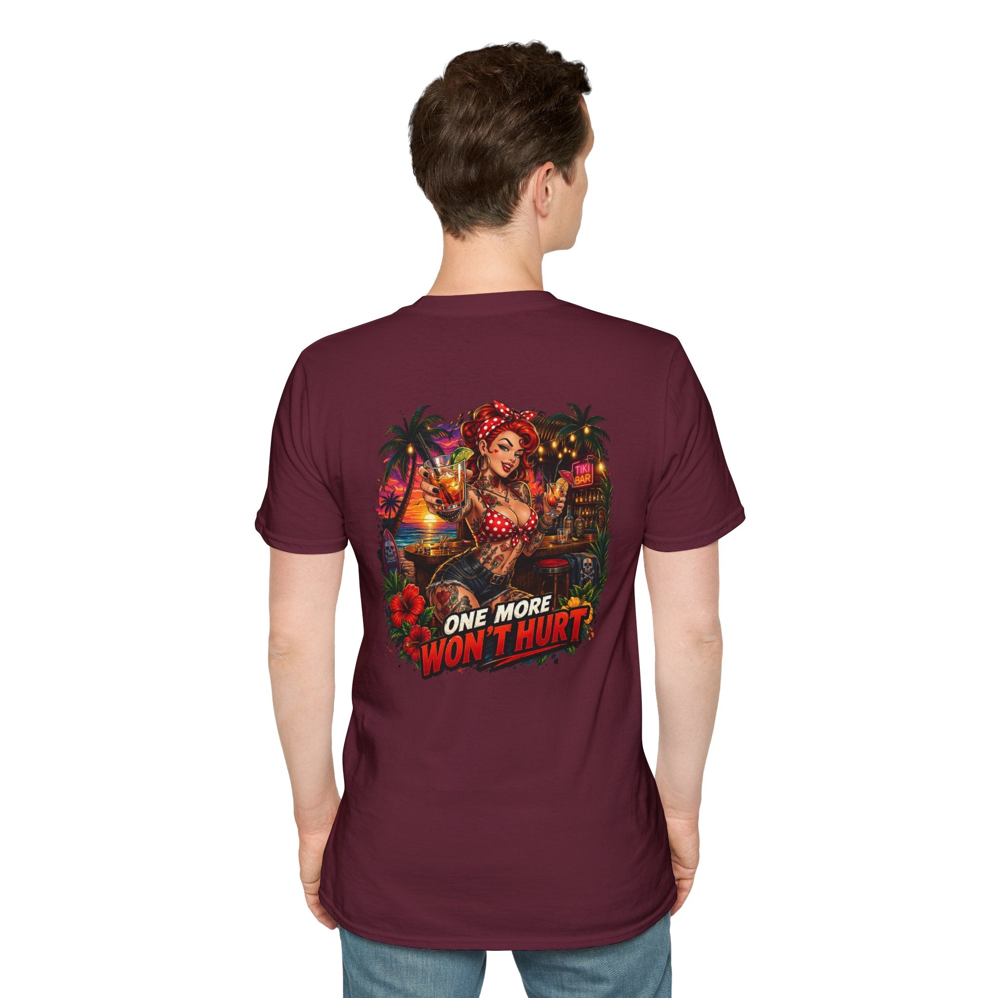 T-Shirt — Retro Pinup Beach Graphic “One More Won’t Hurt”