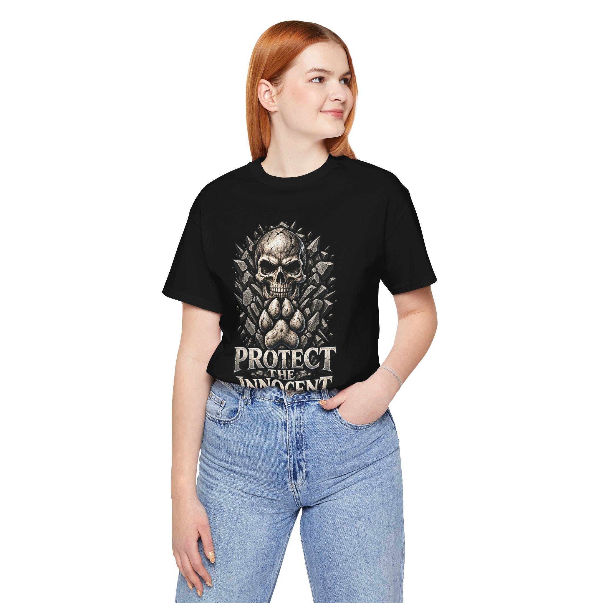 Protect the Innocent Skull Tee — "Harm Them... Answer For It." Statement T-Shirt