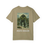Death Dealer Graphic Tee with warrior fighting horde design on soft garment-dyed cotton shirt