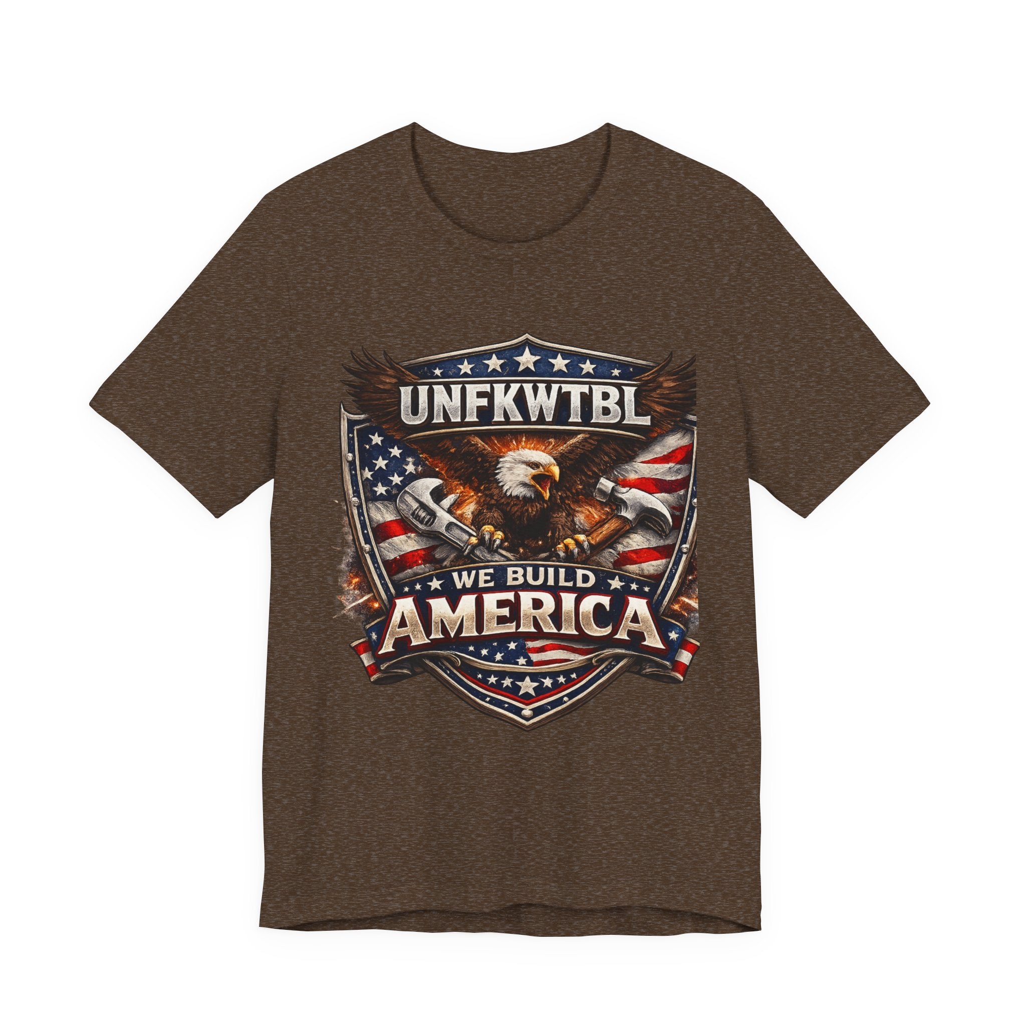 We Build America T-Shirt — Patriotic Eagle Flag Graphic Tee (UNFKWTBL)