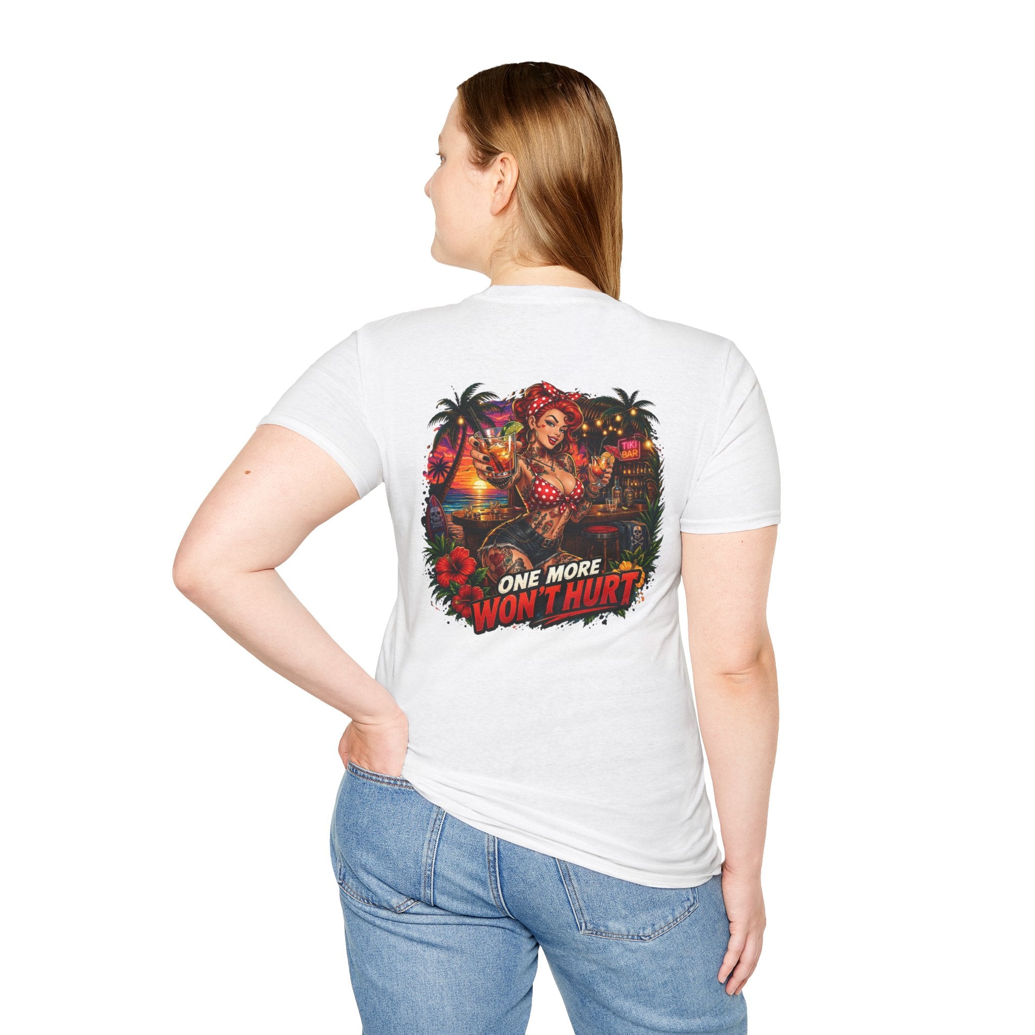 T-Shirt — Retro Pinup Beach Graphic “One More Won’t Hurt”
