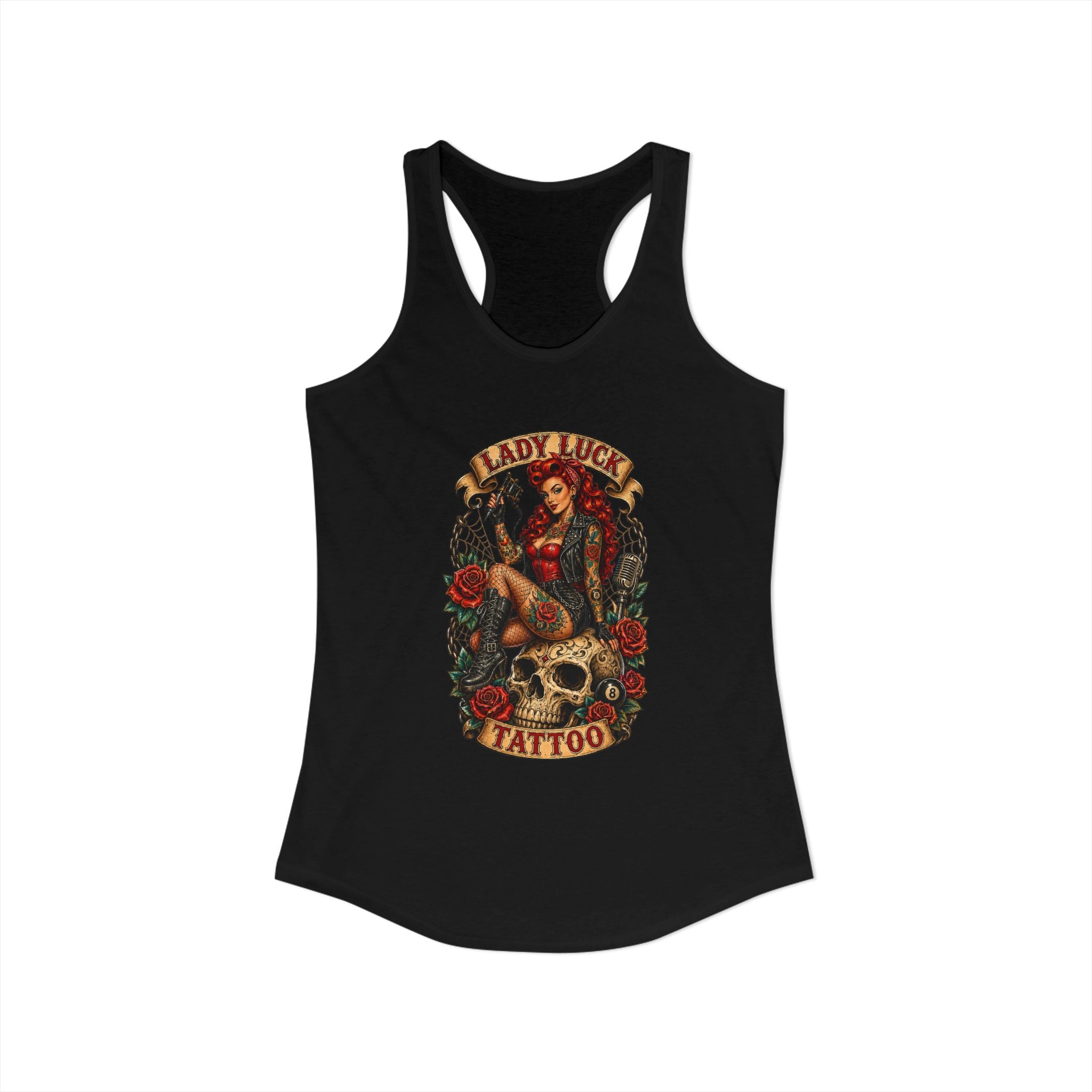 Lady Luck Tattoo Skull Queen Women’s Racerback Tank