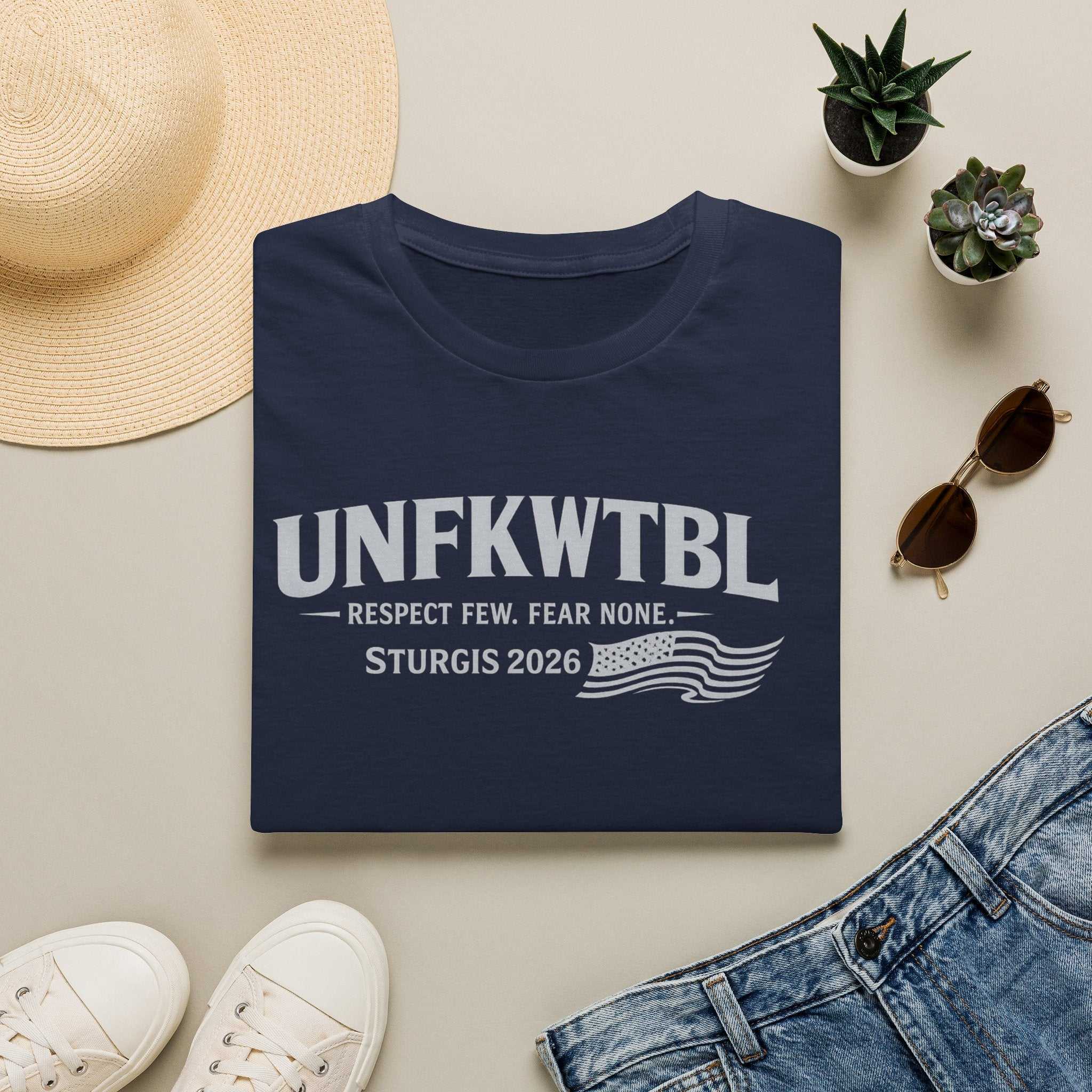 UNFKWTBL Sturgis 2026 T-Shirt — "Respect Few. Fear None." Biker Tee
