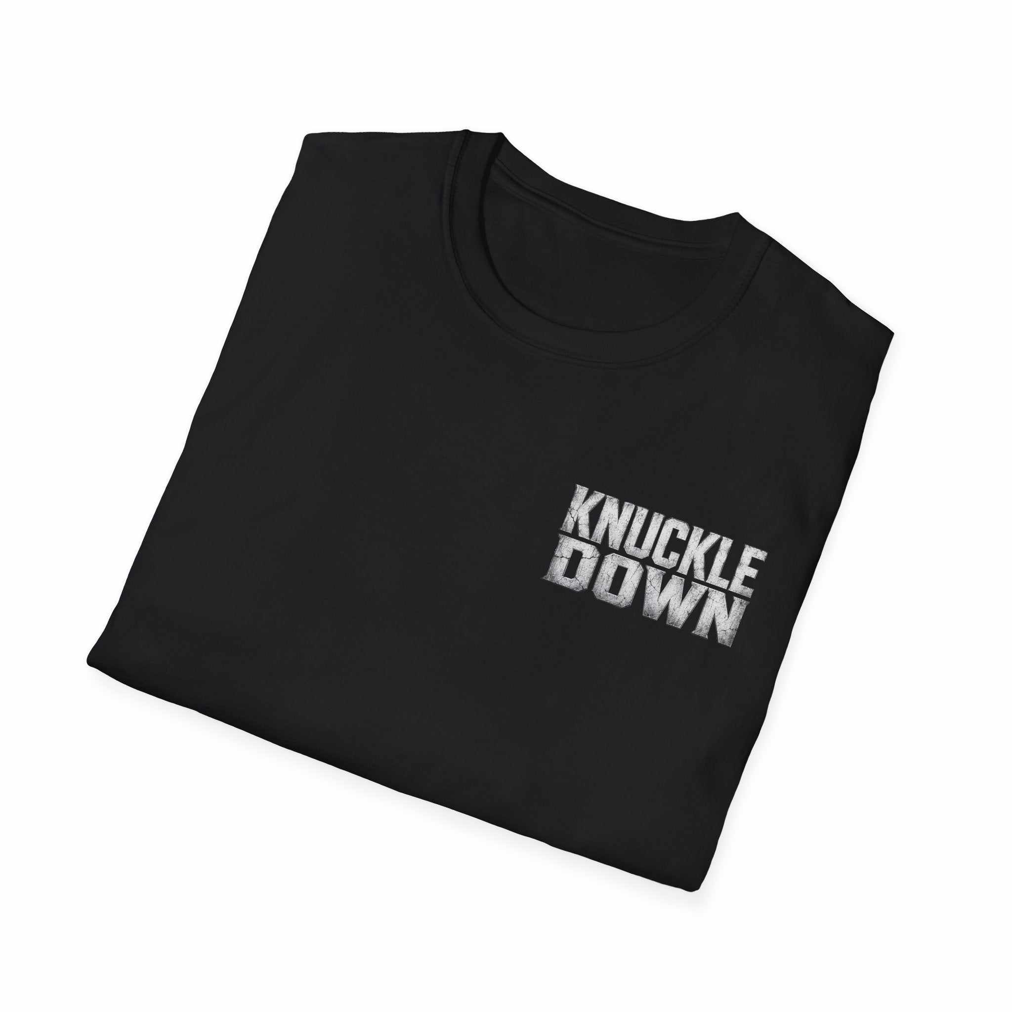 Knuckle Down Tee — Retro Block Letter Graphic T-Shirt
