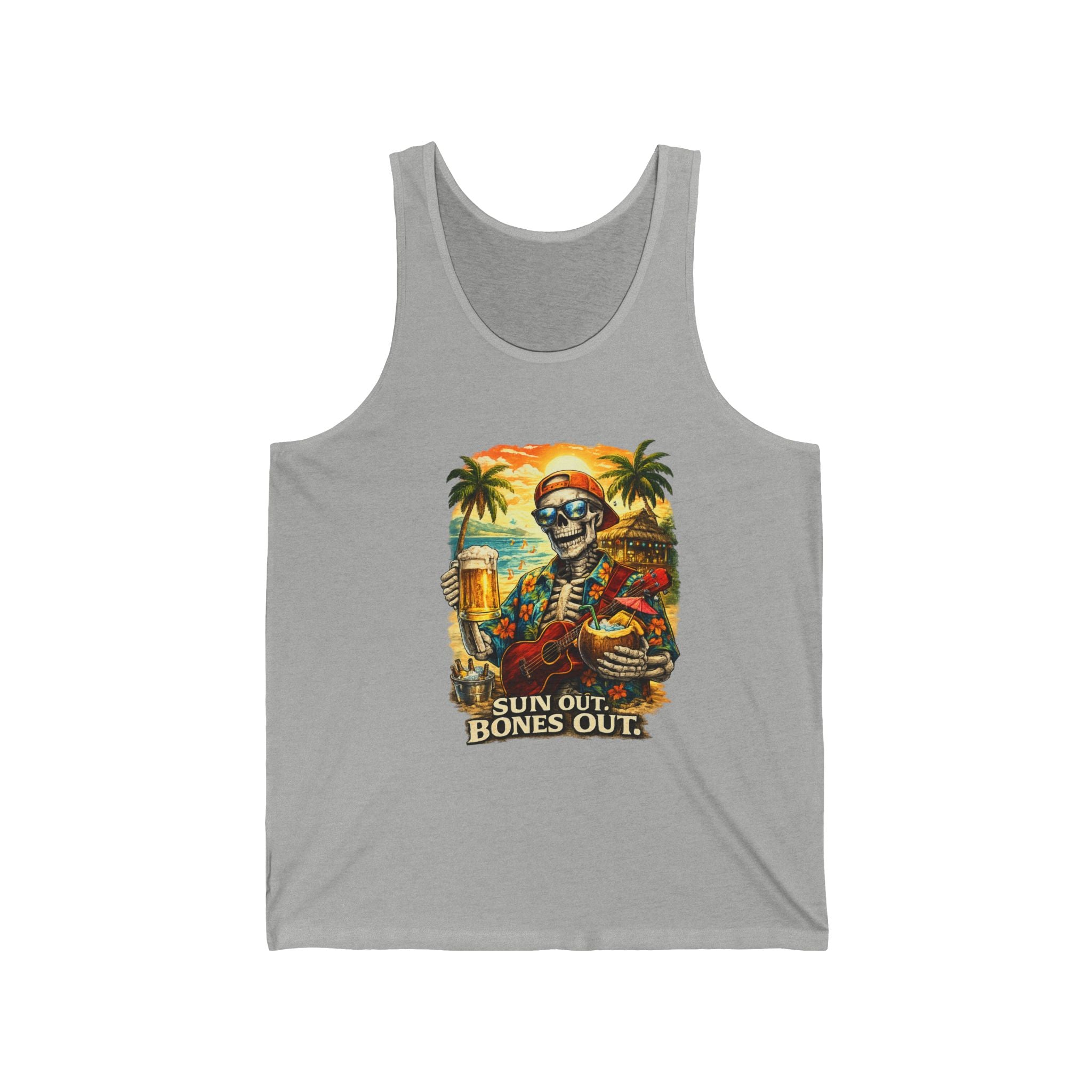 Sun Out Bones Out Tank Top — Skeleton Beach Party Summer Tank