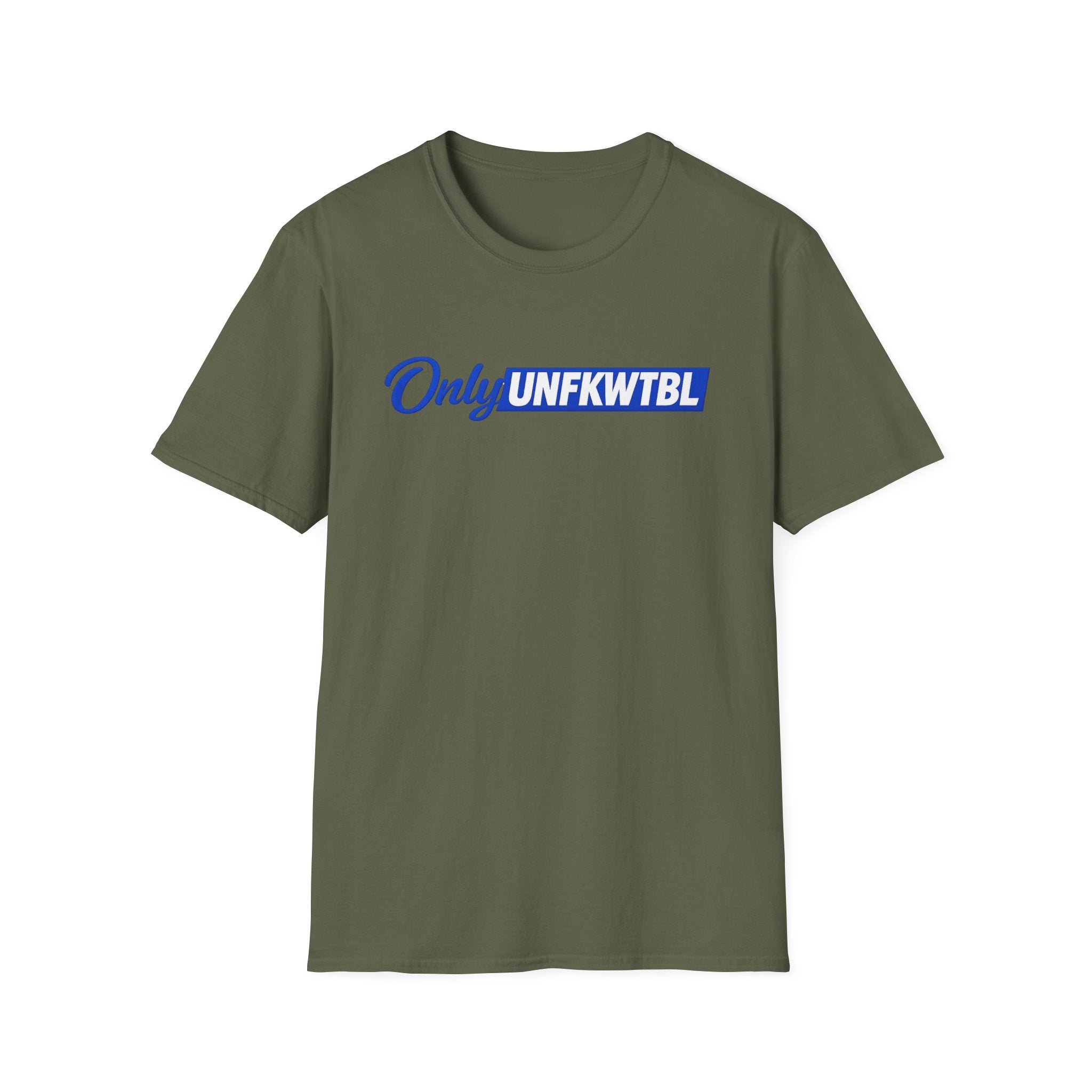 T-Shirt — "Only UNFKWTBL" Blue Script Logo Tee