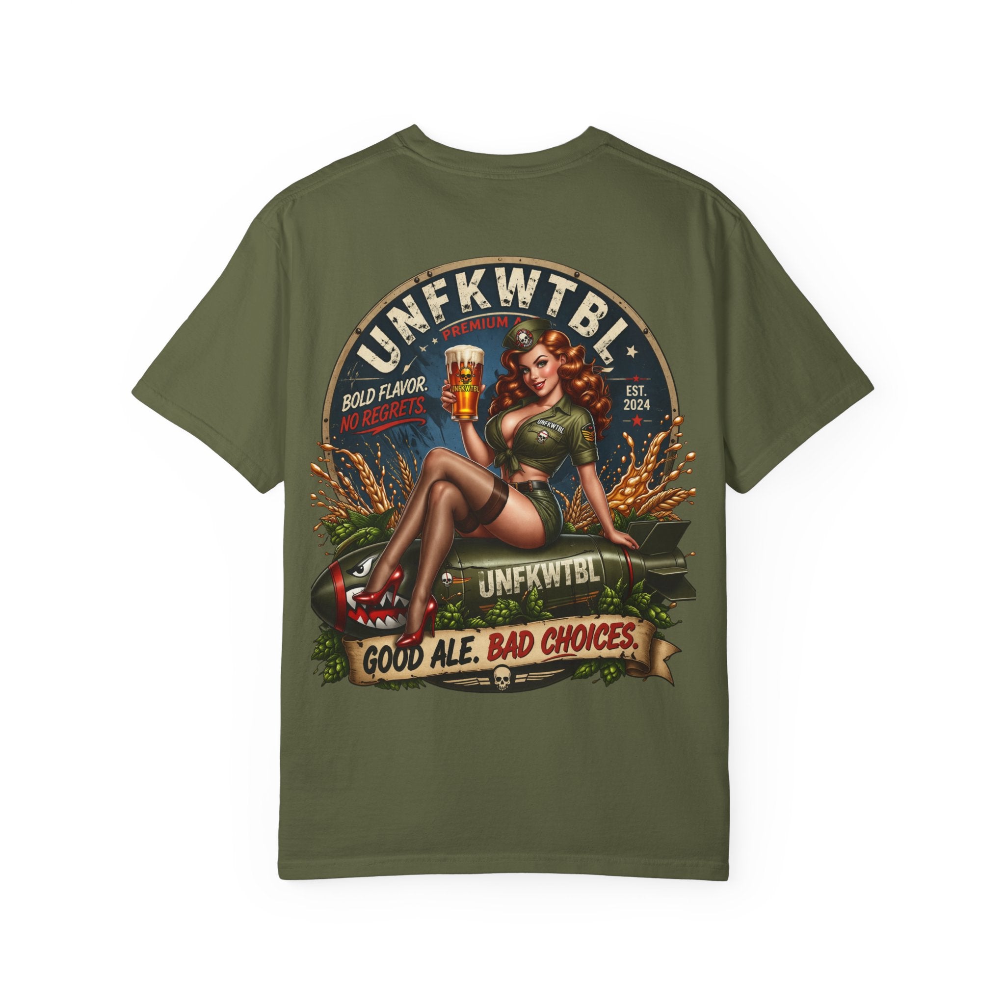 Beer Pinup T-Shirt – "Good Ale, Bad Choices" Retro Graphic Tee