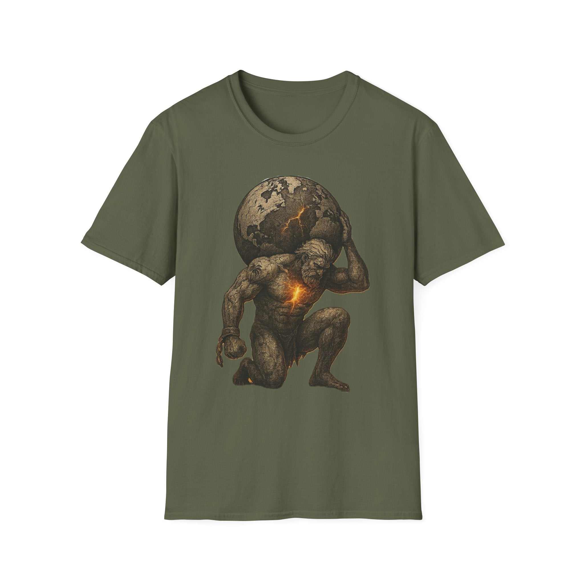 Atlas Strength Unisex Softstyle T-Shirt with bold graphic design and soft 100% ring-spun cotton fabric.