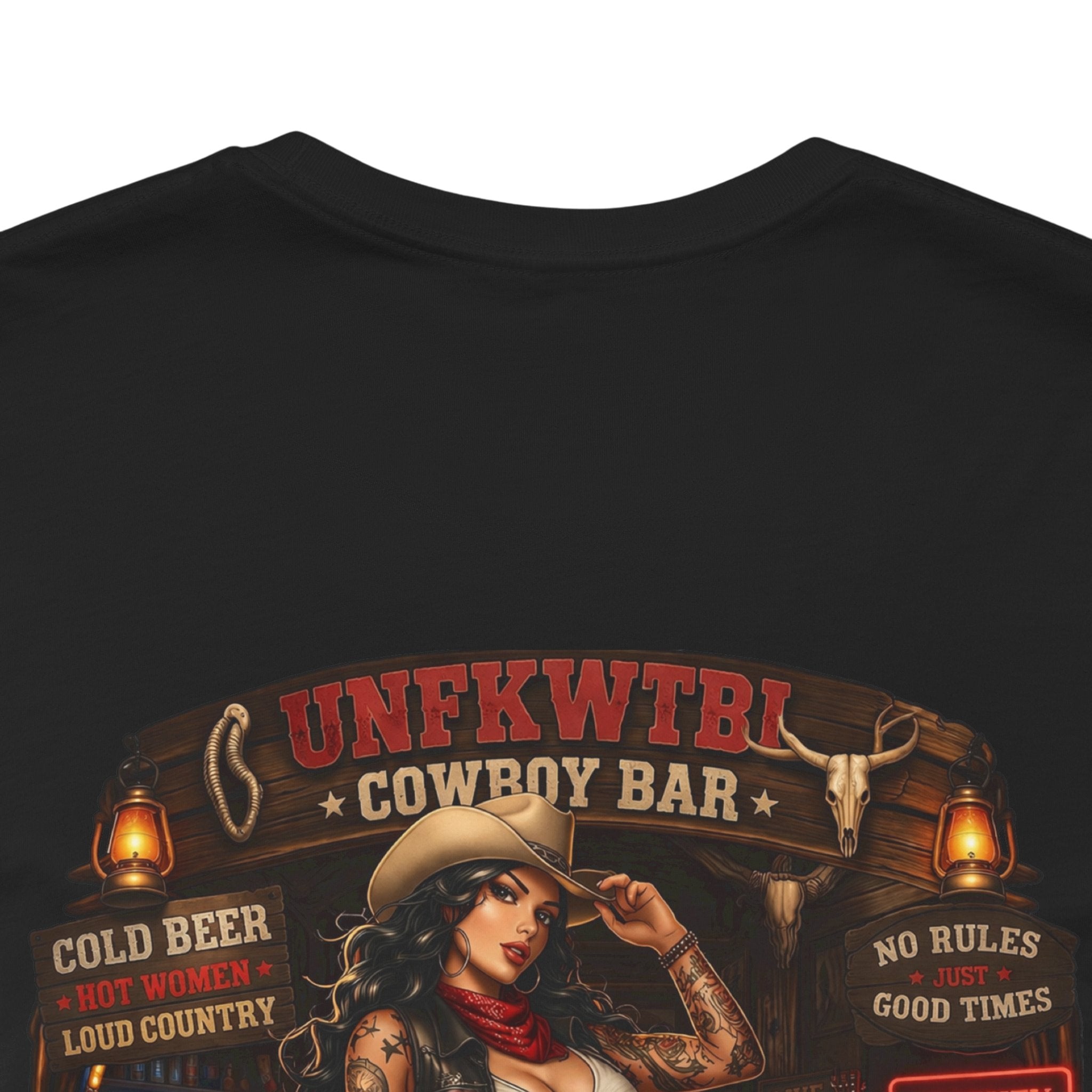 Biker Bar Graphic Tee — "Raise Hell, Drink Well" Vintage Pinup T-Shirt