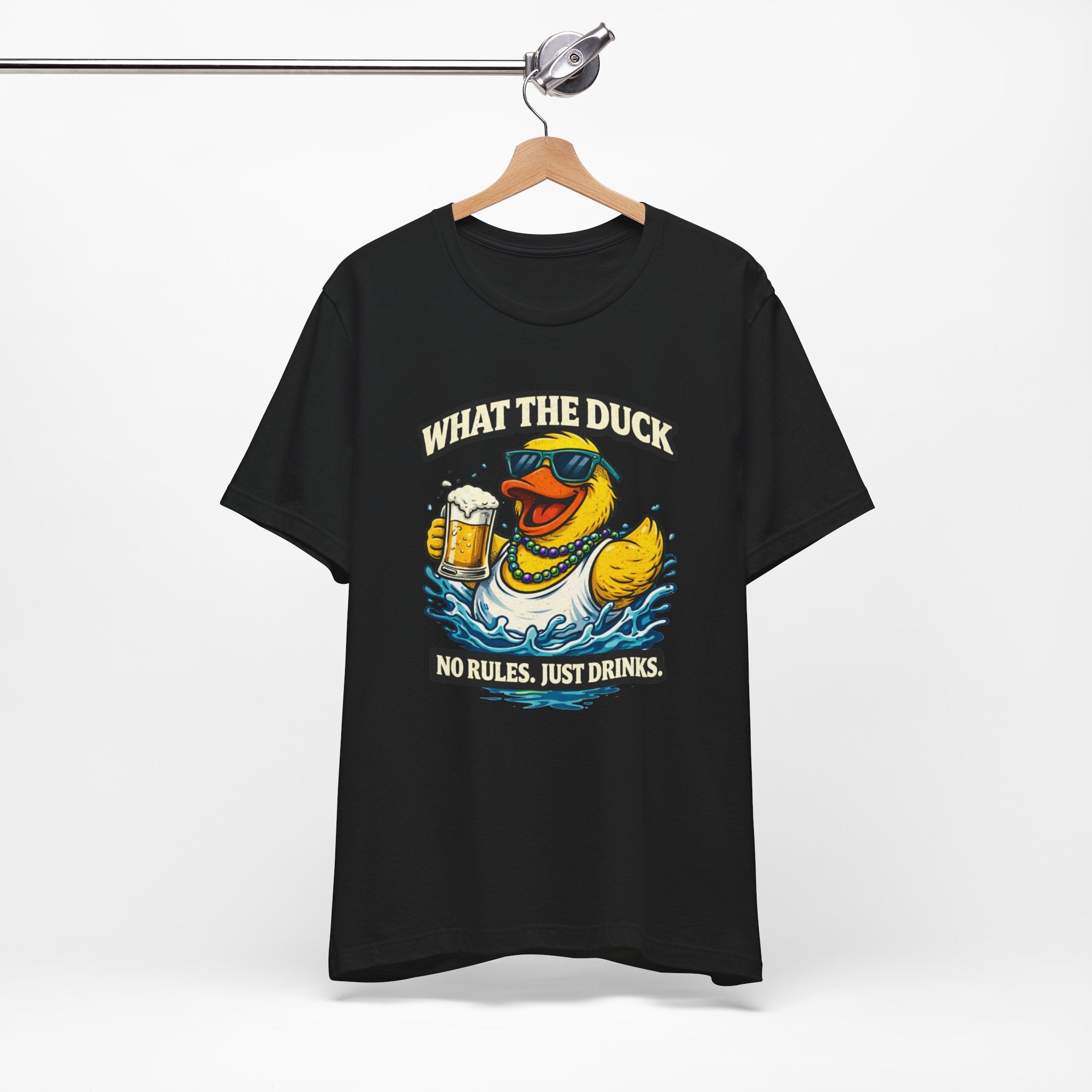 What The Duck Tee — 'No Rules, Just Drinks' Funny Beer Duck T-Shirt