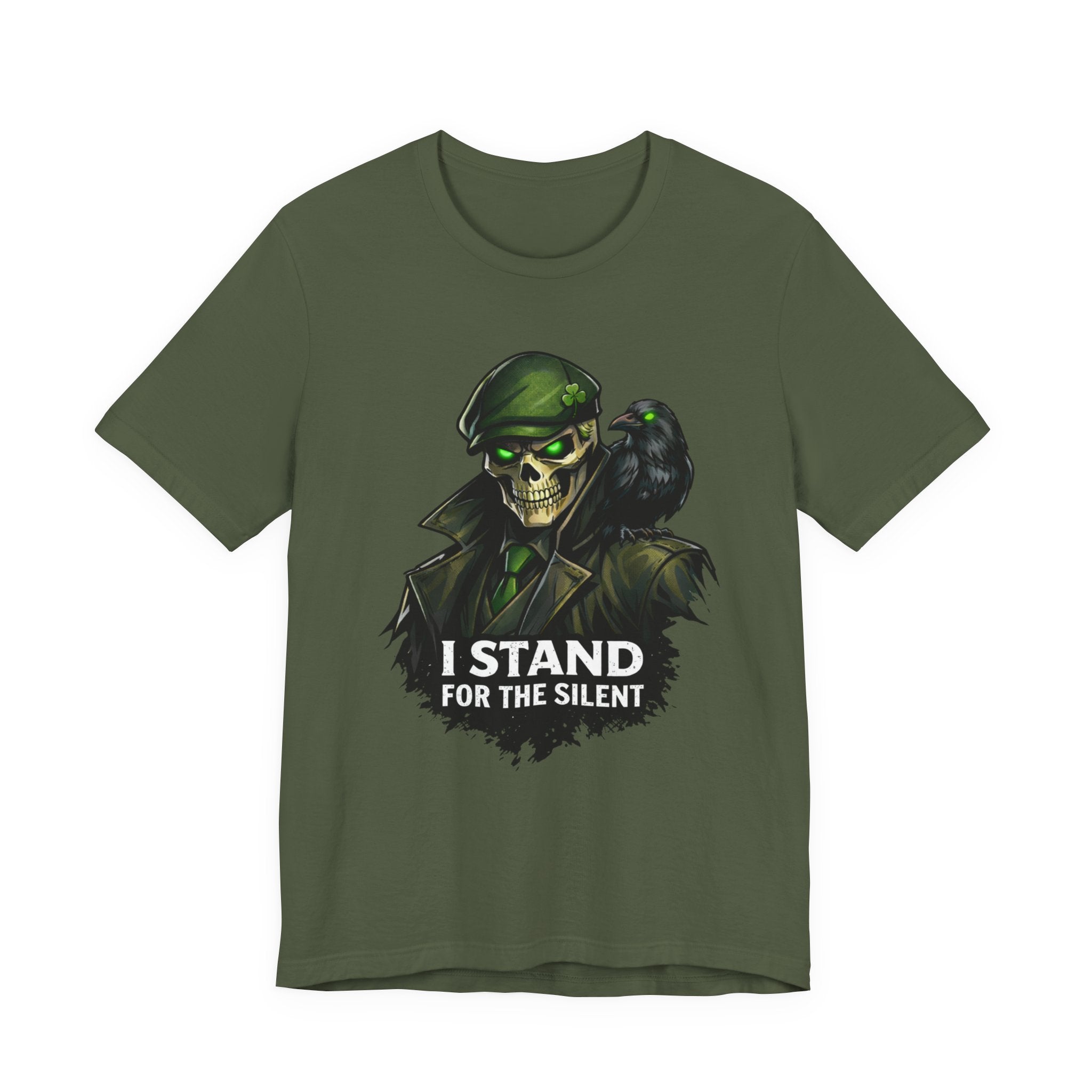 I Stand for the Silent Tee — Soldier Skull with Raven Graphic