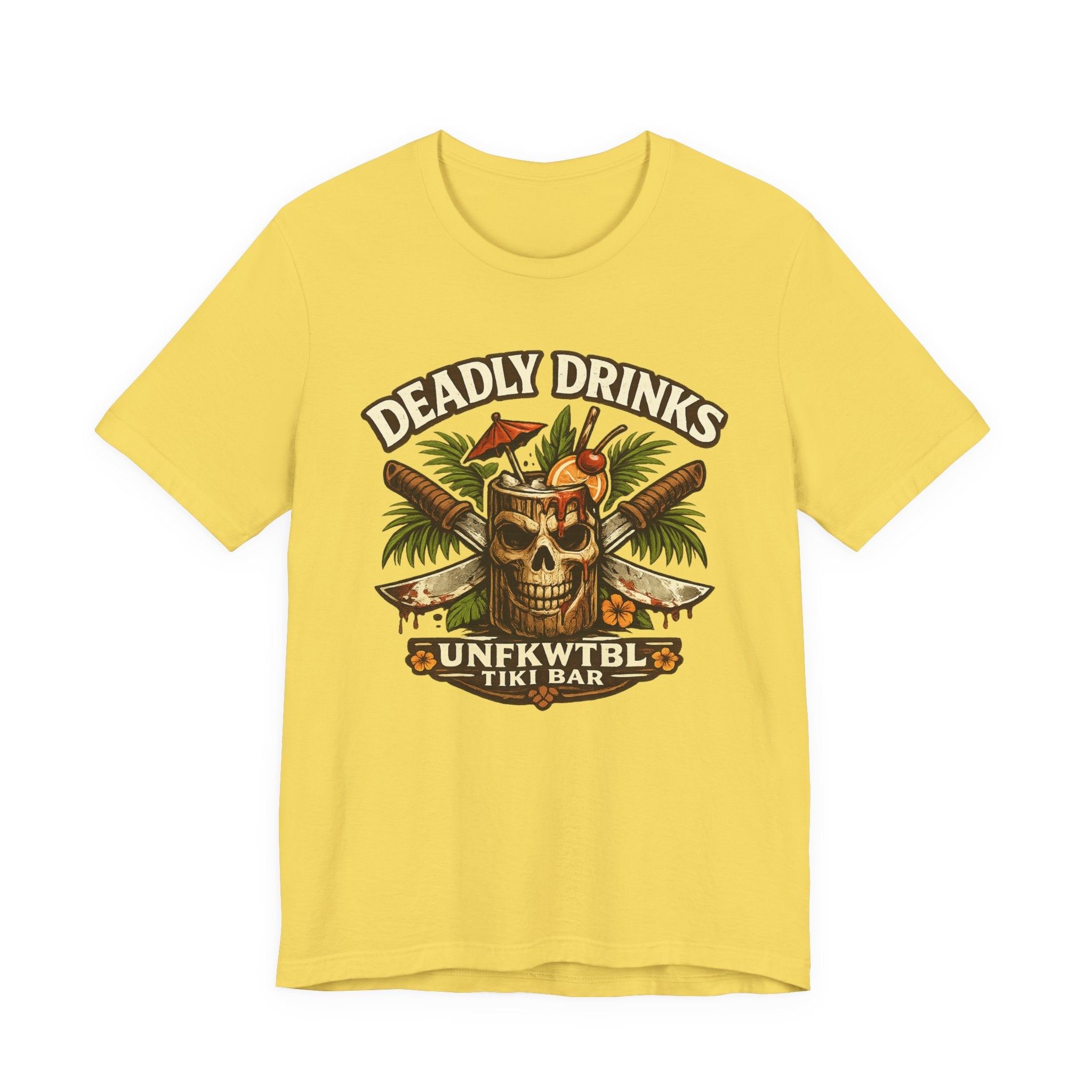Tiki Bar Skull Tee — "Deadly Drinks" Tropical Cocktail Shirt
