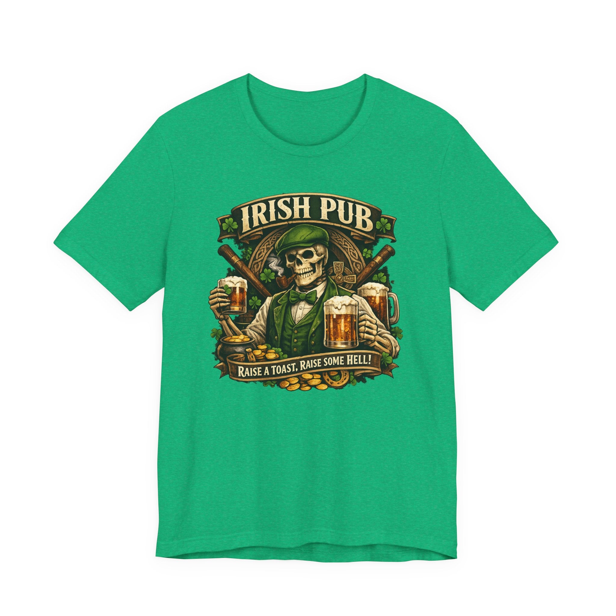 Irish Pub Skull T‑Shirt — "Raise a Toast, Raise Some Hell" St. Patrick’s Day Tee