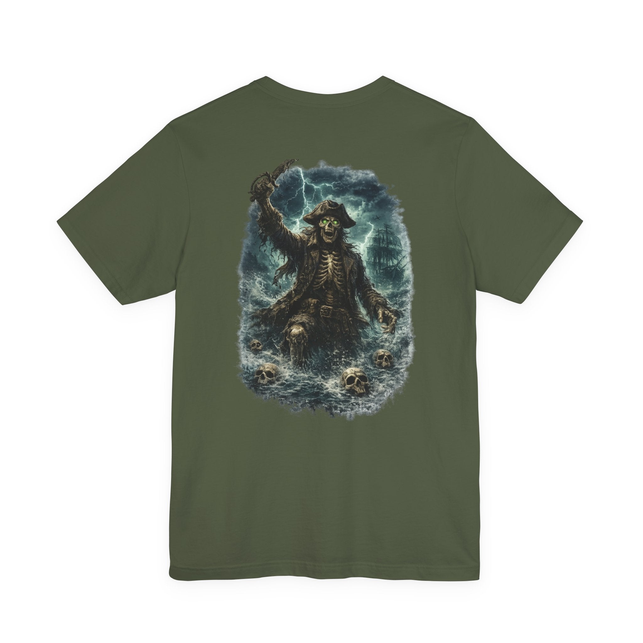 Pirate Skeleton Storm Tee — Nautical Skull Captain Graphic T-Shirt