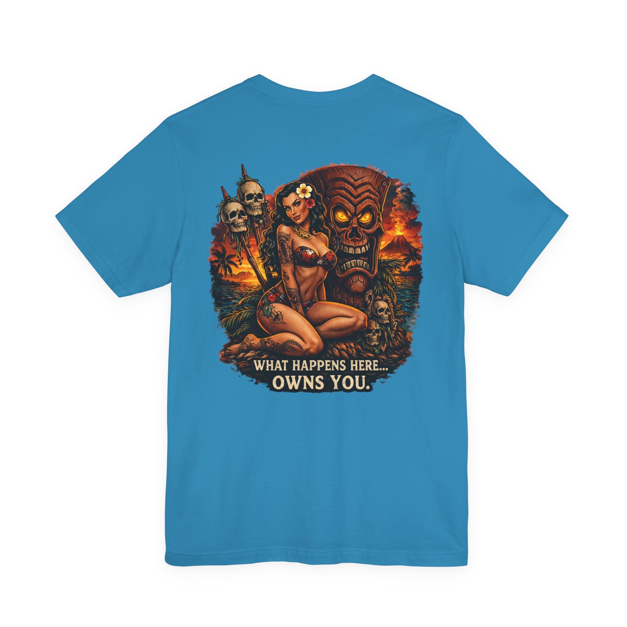 Tiki Horror Tee - "What Happens Here... Owns You" Graphic T-Shirt