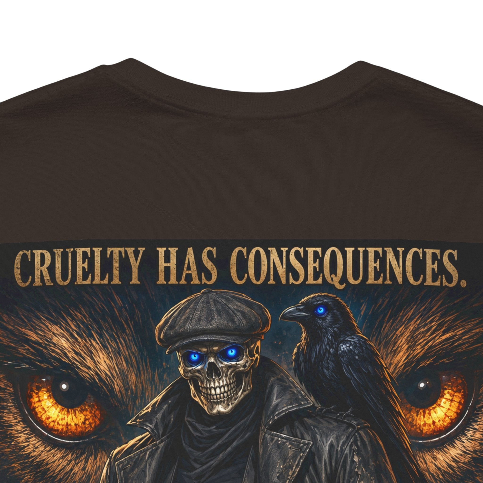 Skull & Wolf T-Shirt — "Cruelty Has Consequences" Gothic Animal Rights Tee