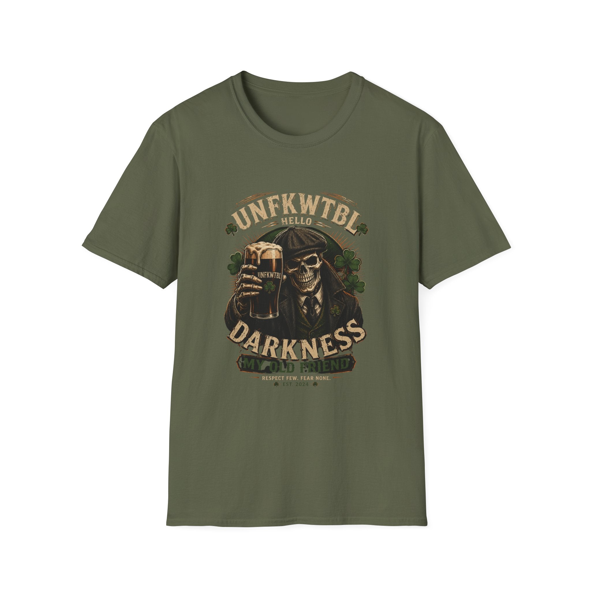 Darkness Hello T-Shirt — Skull & Beer Gothic Graphic Tee
