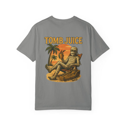 Mummy TOMB JUICE Themed Unisex T-shirt, Vintage Graphic Tee for Halloween, Fun Casual Wear, Perfect for Costume Parties, Gift for Horror Fans