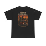 Black T-Shirt FDNY ETERNAL Tribute Tee with firefighter and fire truck design