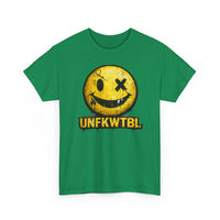 Graphic Tee — Distressed Yellow Smiley Face "UNFKWTBL" Streetwear T-Shirt