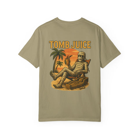 Mummy TOMB JUICE Themed Unisex T-shirt, Vintage Graphic Tee for Halloween, Fun Casual Wear, Perfect for Costume Parties, Gift for Horror Fans